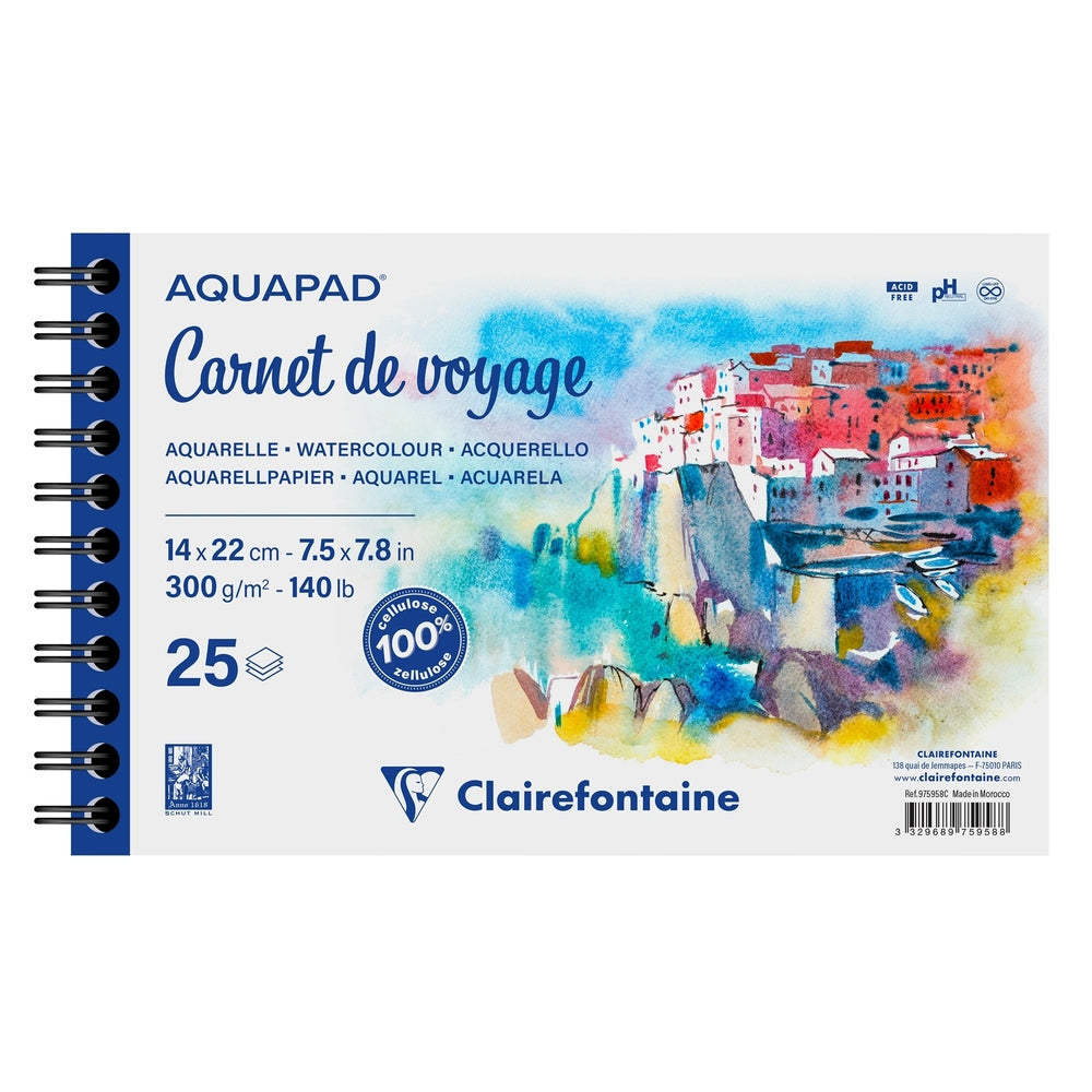 Aquarelle  à reliure spirale 300G 25Sh Gf 14X22Cm L CLAIREFONTAINE
