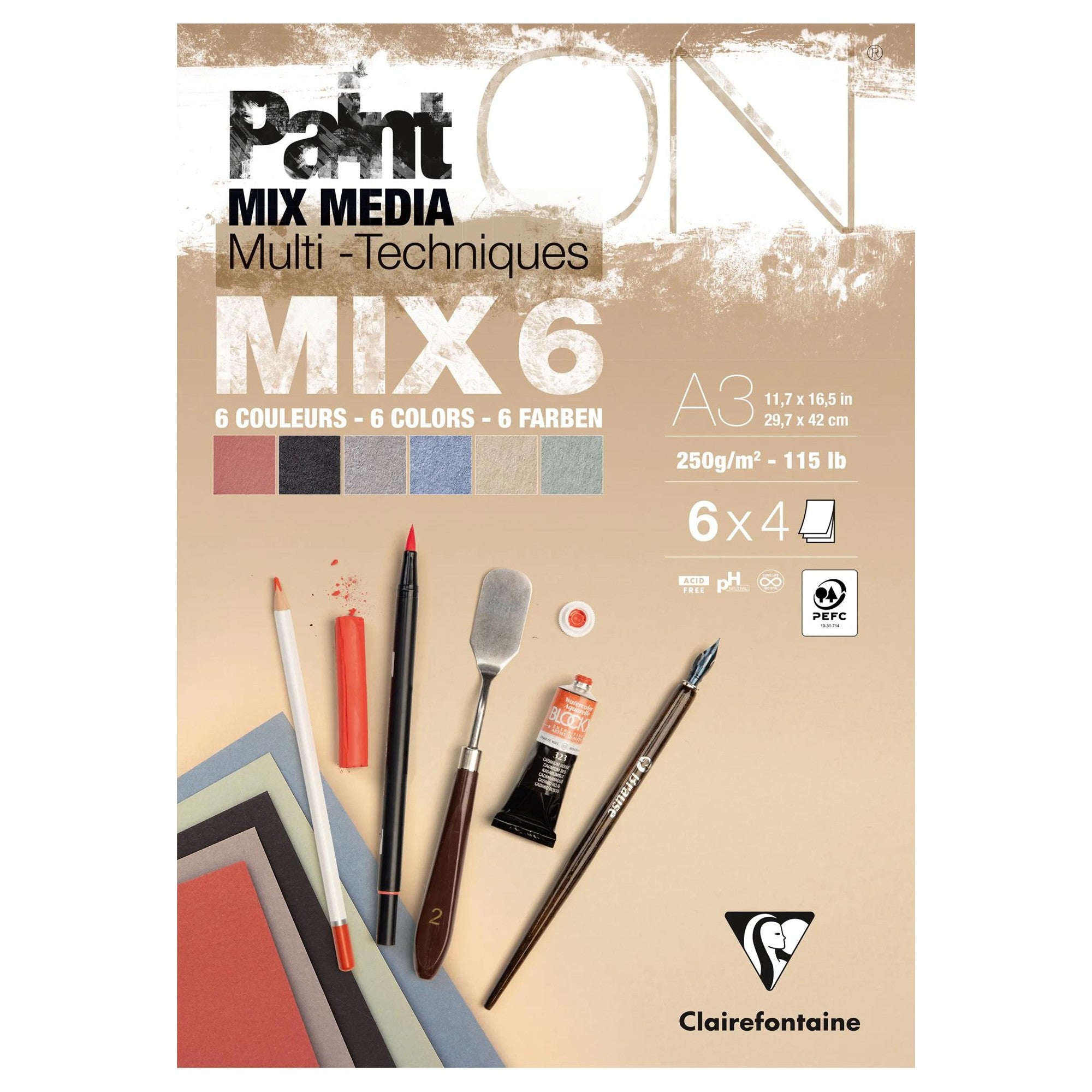 PaintON bloc MIX6 24 feuilles 6x4F A3