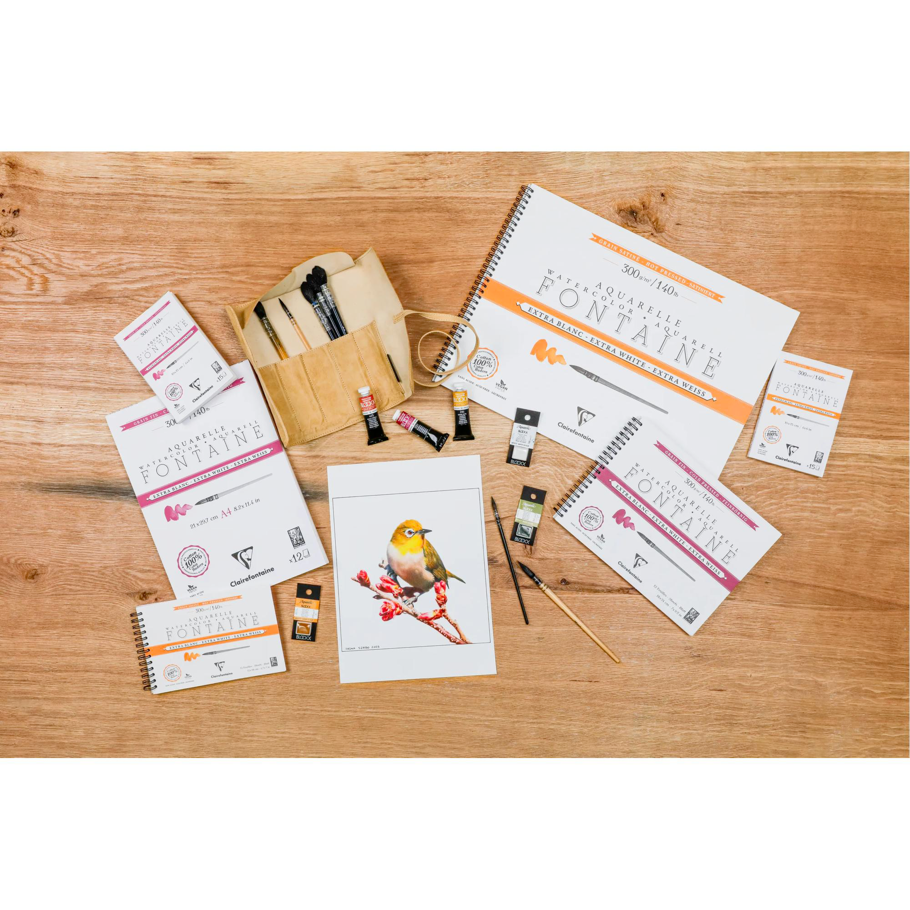 Watercolour Glued Pad 4 sides Fontaine Extra White Fine Grain15p 300gr 10,2 x 7 in