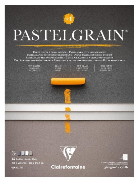 Bloc collé PastelGrain n°1 30x40cm 12F 360g assorti teintes grises CLAIREFONTAINE