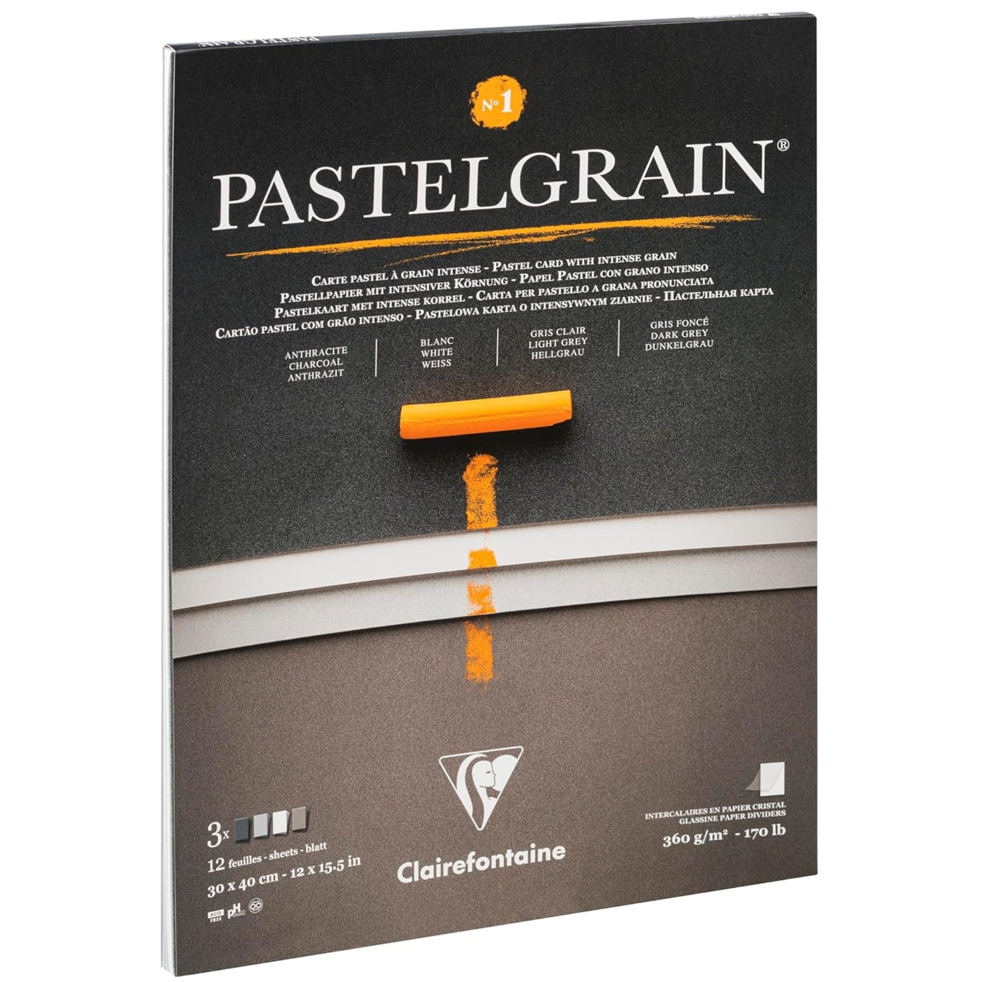 PastelGrain glued pad n°1 30x40cm 12sh 360g grey shades assorted