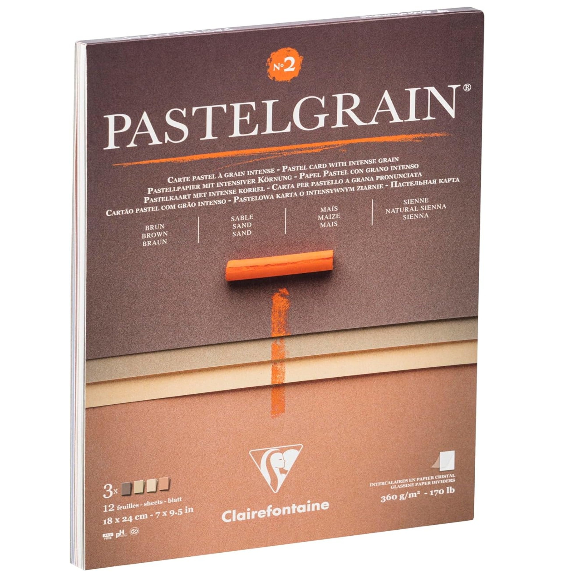 Bloc collé PastelGrain n°2 18x24cm 12F 360g assorti teintes naturelles