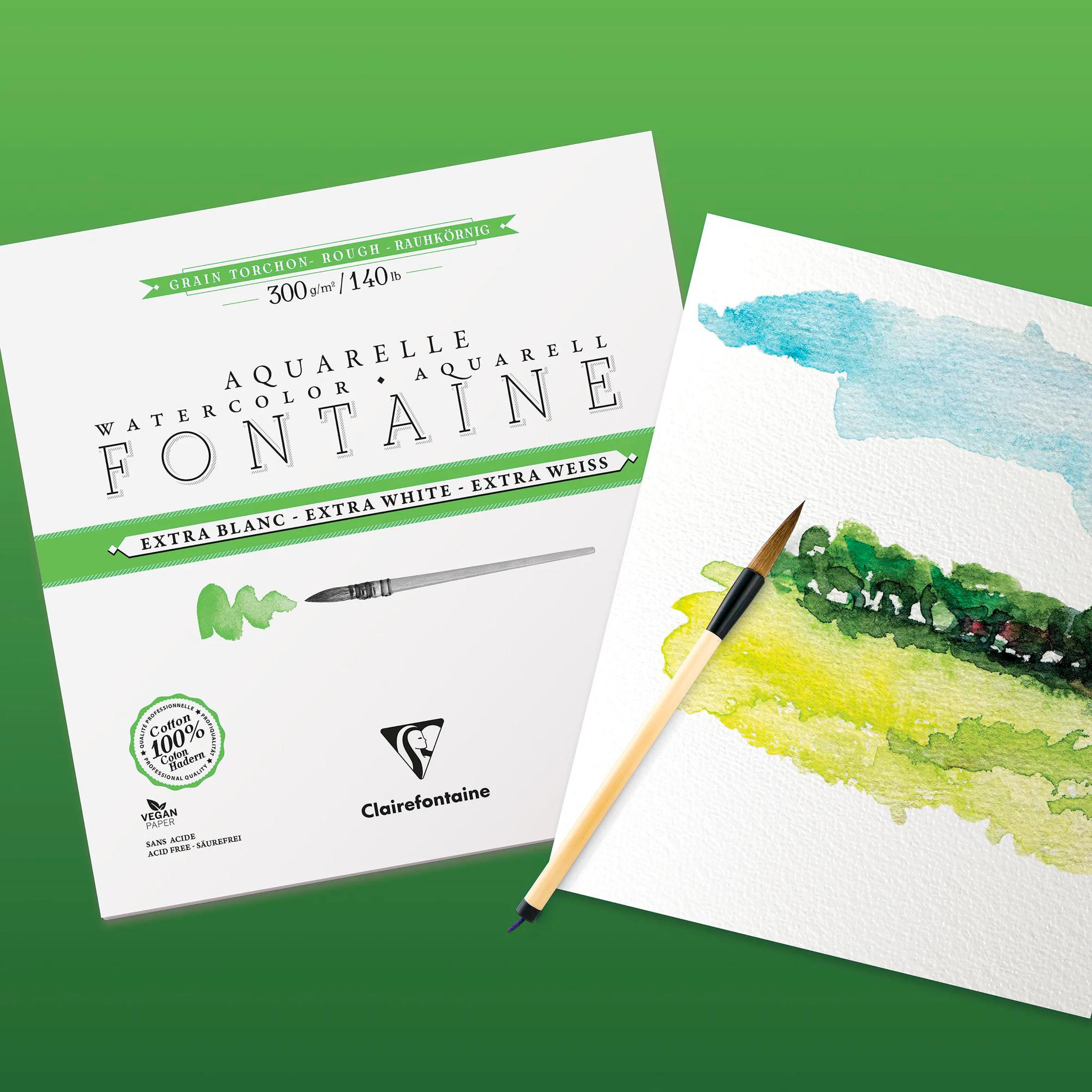 Watercolour Pad Pack of 4 Deckle-edge Sheets Fontaine Extra White Rough Texture 5p 300gr 22 x 30 in