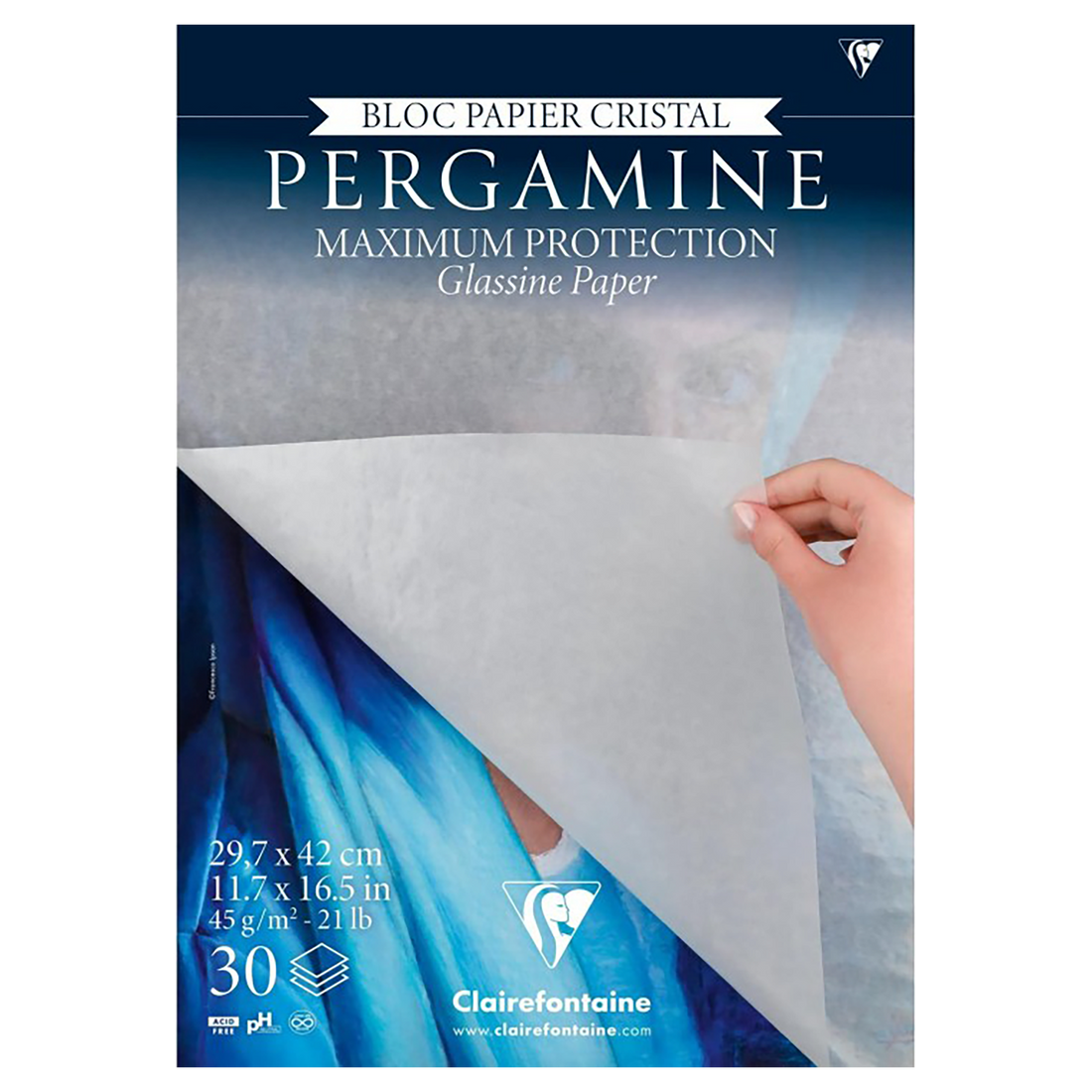 Pergamine Papier Cristal bloc collé A3 30F 45g CLAIREFONTAINE
