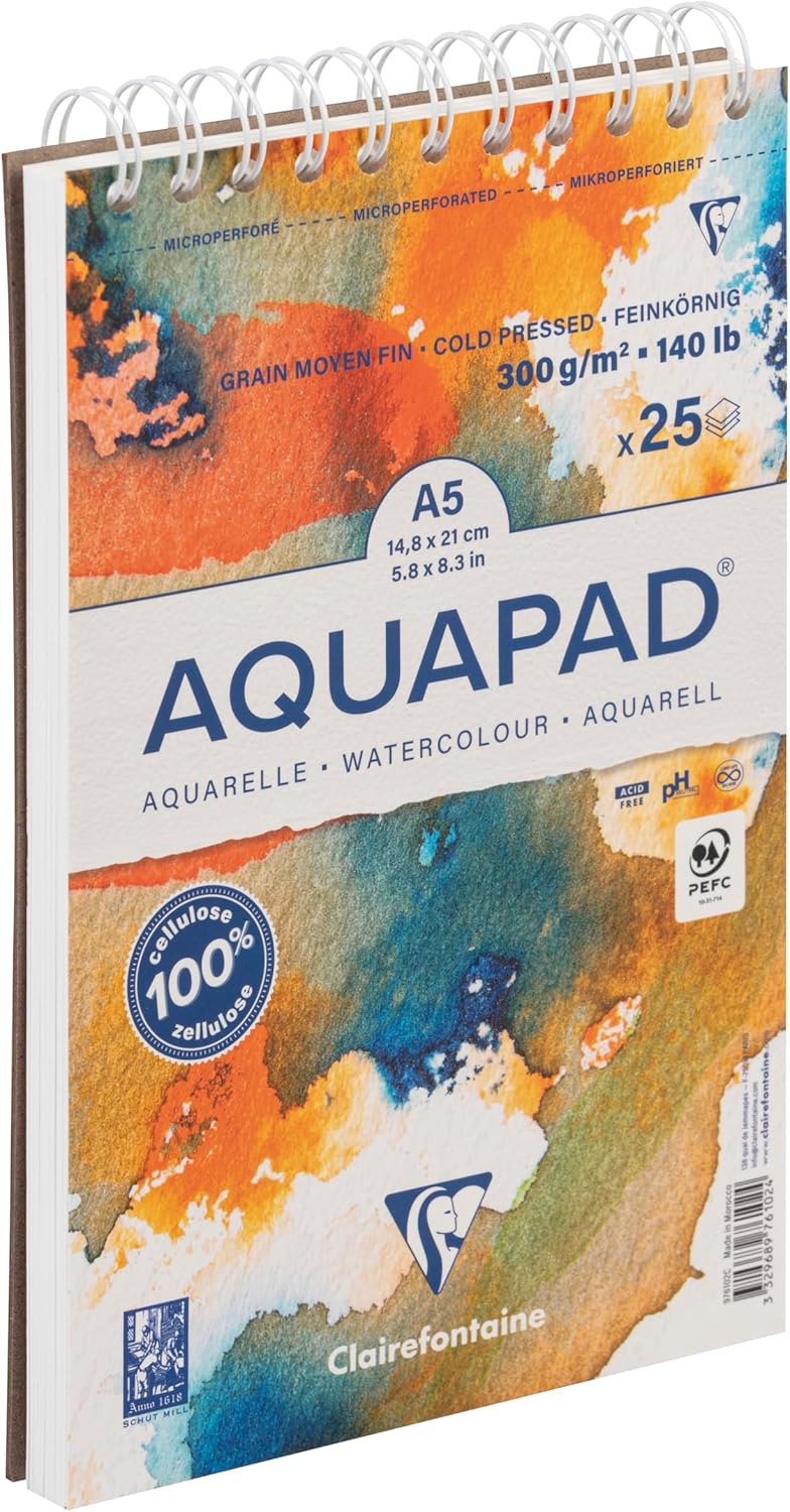 AquaBloc A5+ 25F 300G spiral-bound drawing pad
