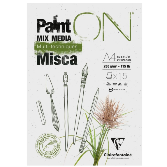 Paint'On Misca Bloc à dessin Collé A4 15F 250g/M² CLAIREFONTAINE