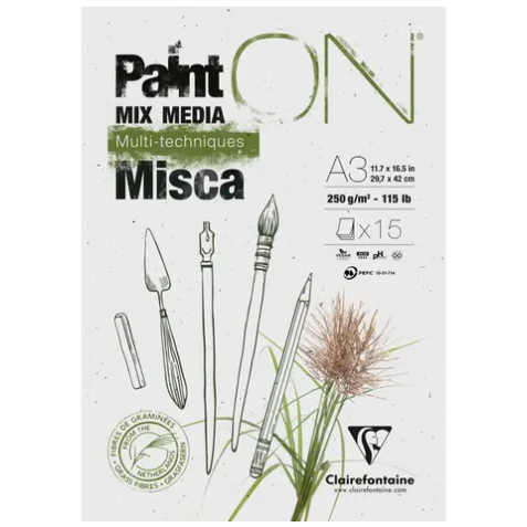 Paint'On Misca Bloc à dessin Collé A3 15F 250g/M² CLAIREFONTAINE