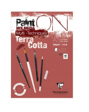 Bloc Paint'ON Terracotta collé 20 feuilles A3 250g CLAIREFONTAINE