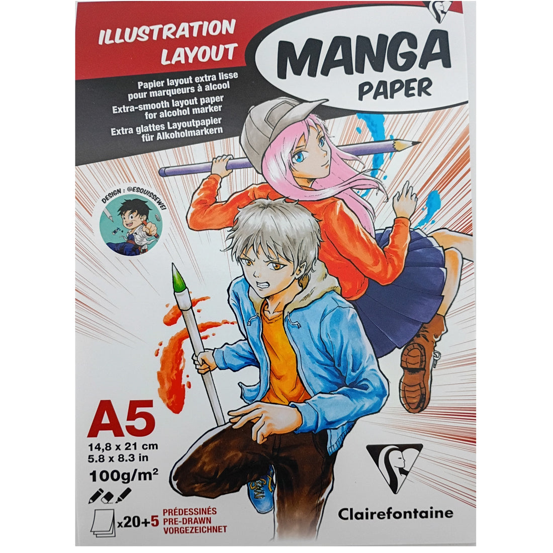 Manga Starter Set Clairefontaine A5 Manga Pad and Sketch markers