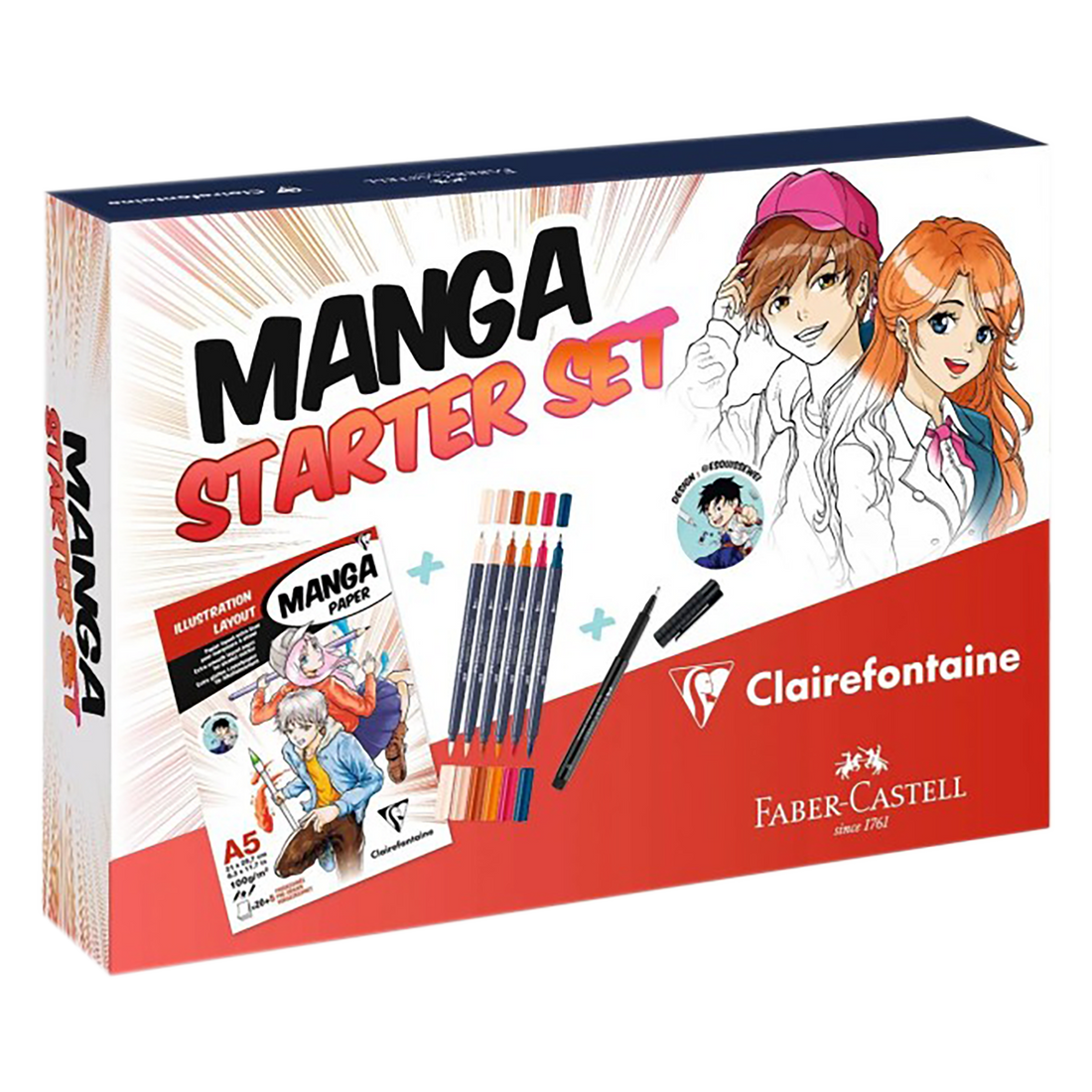 Coffret Starter Set Manga Bloc Manga Clairefontaine A5 et Feutres CLAIREFONTAINE