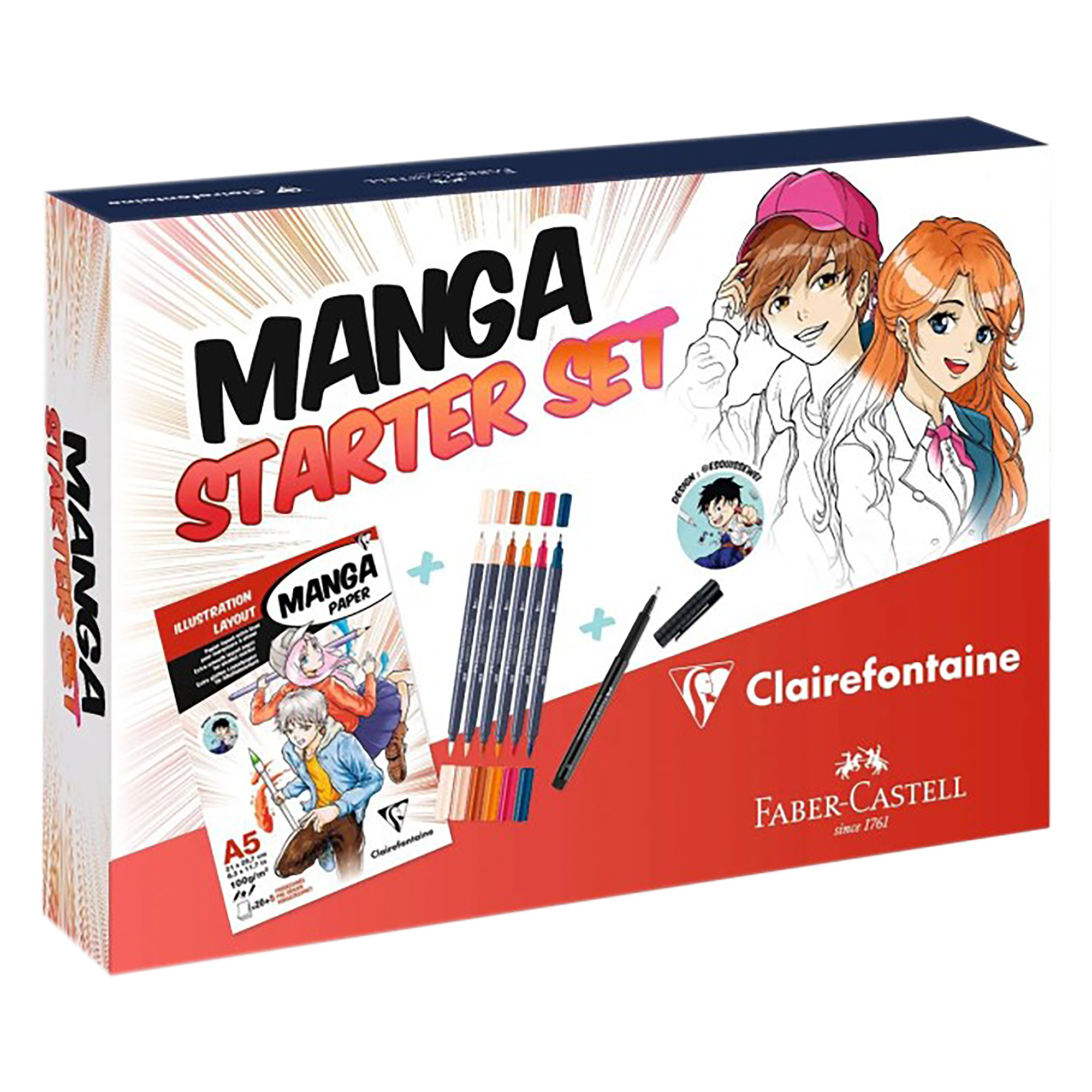 Coffret Starter Set Manga Bloc Manga Clairefontaine A5 et Feutres CLAIREFONTAINE
