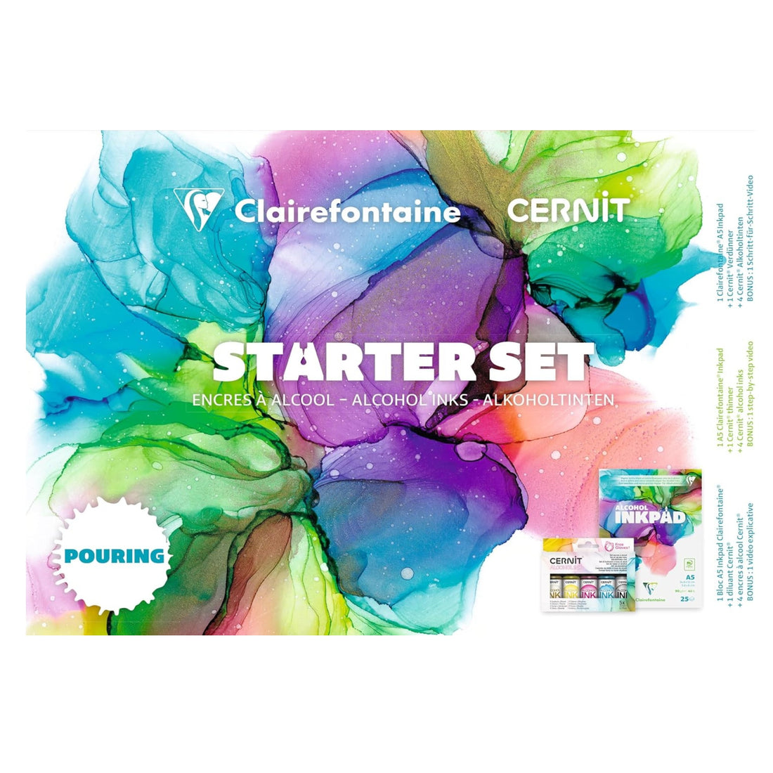 Coffret débutant: encre à alcool et livret - A5. (14.8x21cm) CERNIT