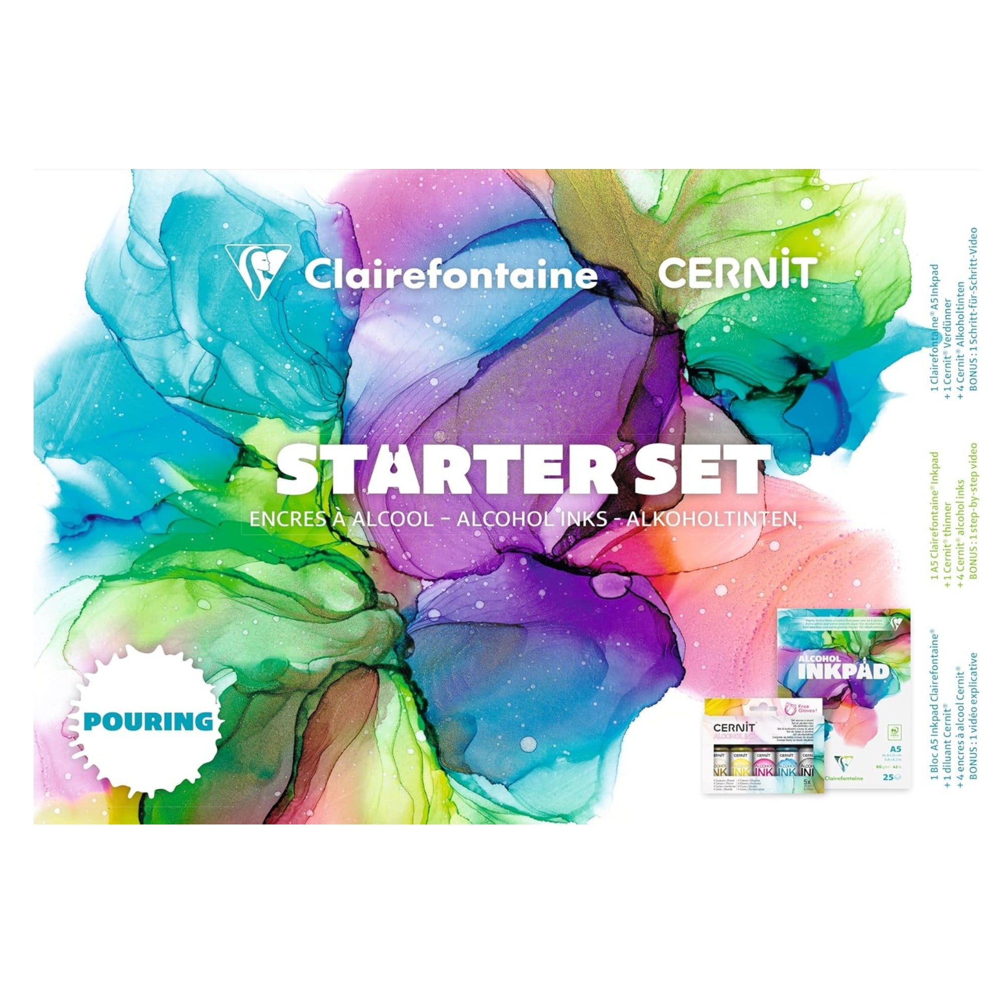 Coffret débutant: encre à alcool et livret - A5. (14.8x21cm) CERNIT
