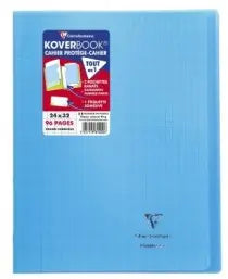 Koverbook cahier polypro agrafé seyès -bleu- 96 pages (24x32cm) CLAIREFONTAINE