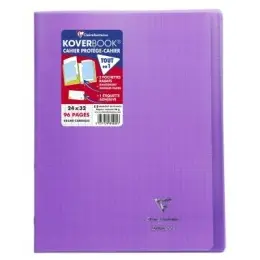 Koverbook cahier polypro agrafé seyès -violet- 96 pages (24x32cm) CLAIREFONTAINE