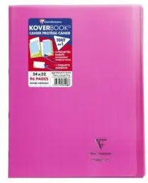 Koverbook cahier polypro agrafé seyès -rose- 96 pages (24x32cm) CLAIREFONTAINE