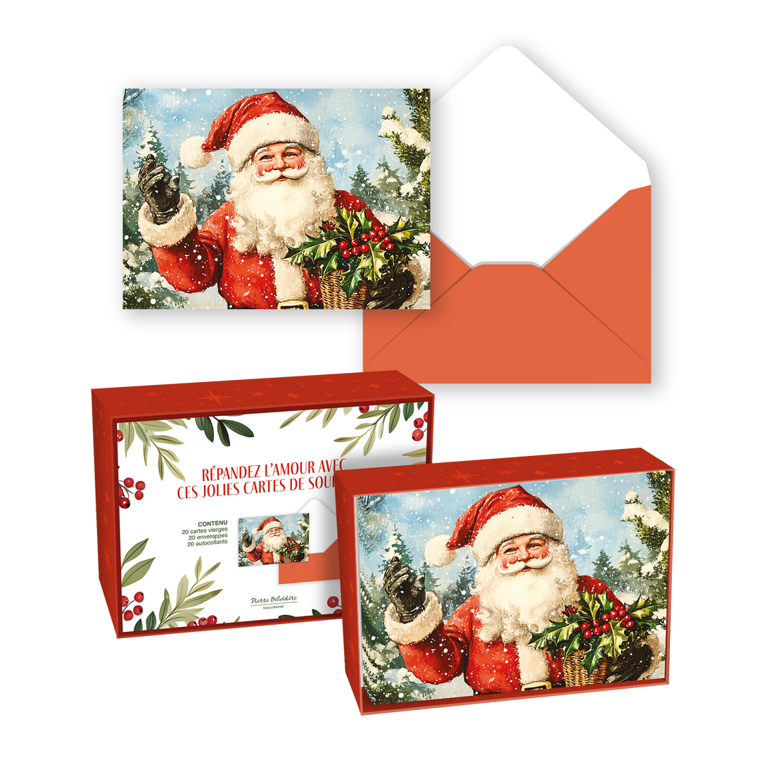 CARTE NOËL ENS./ 20:PÈRE NOËL VINTAGE  2025 PBI AUTRES