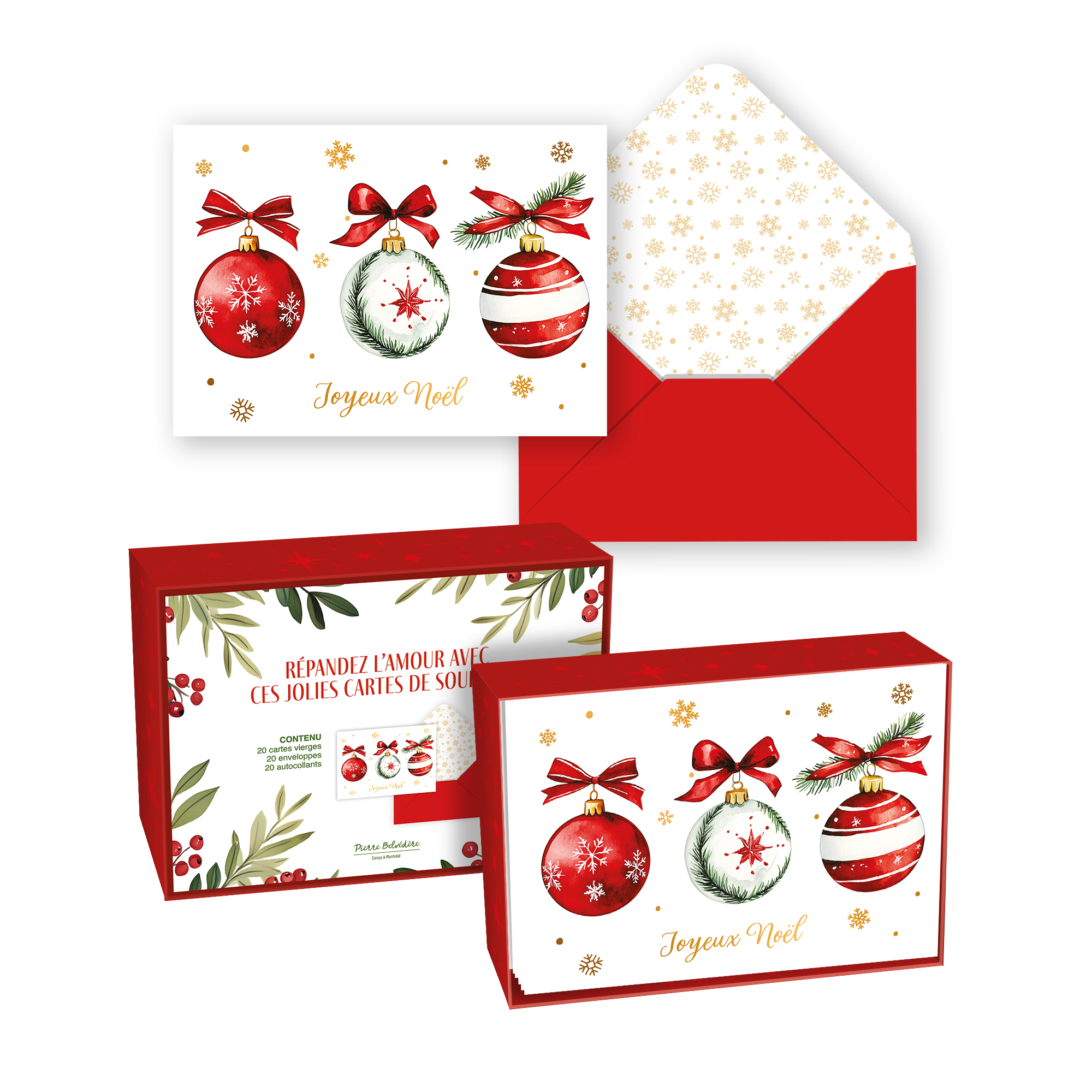 CARTE NOËL ENS./ 20: 3 DÉCORATIONS 2025 PBI AUTRES