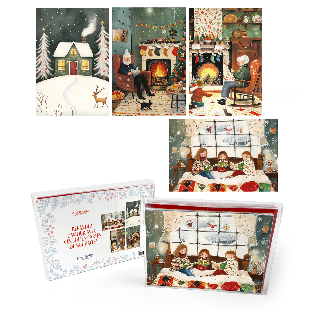 CARTES NOËL SIGNATURE - ENS. 8 - CHALEUR DU FOYER - PBI AUTRES
