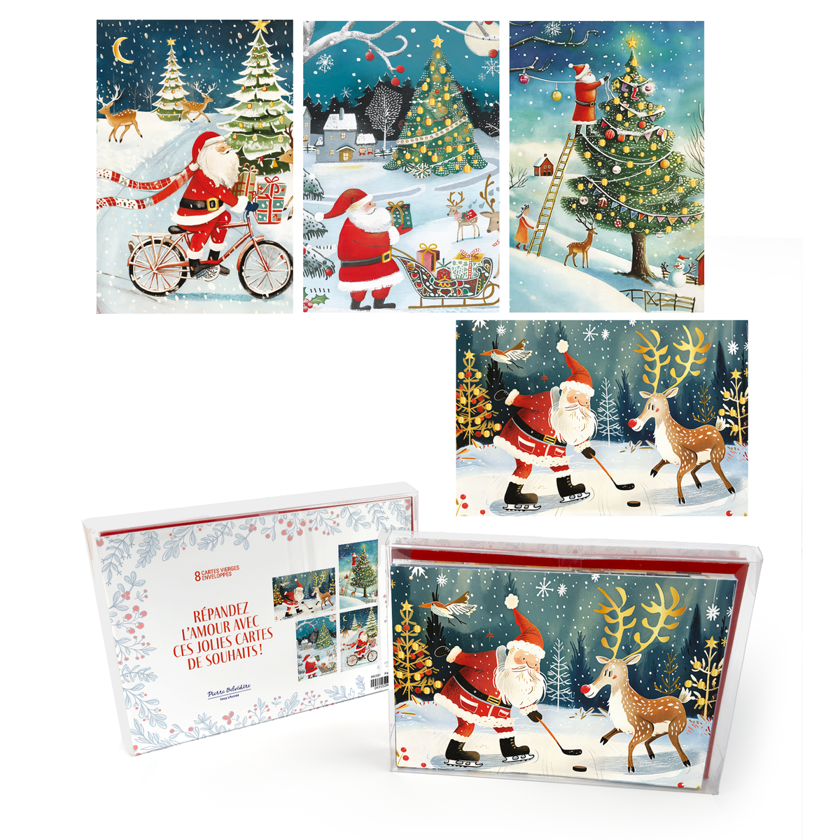 CARTES NOËL SIGNATURE - ENS. 8 - PÈRE NOËL EN ACTION - PBI AUTRES