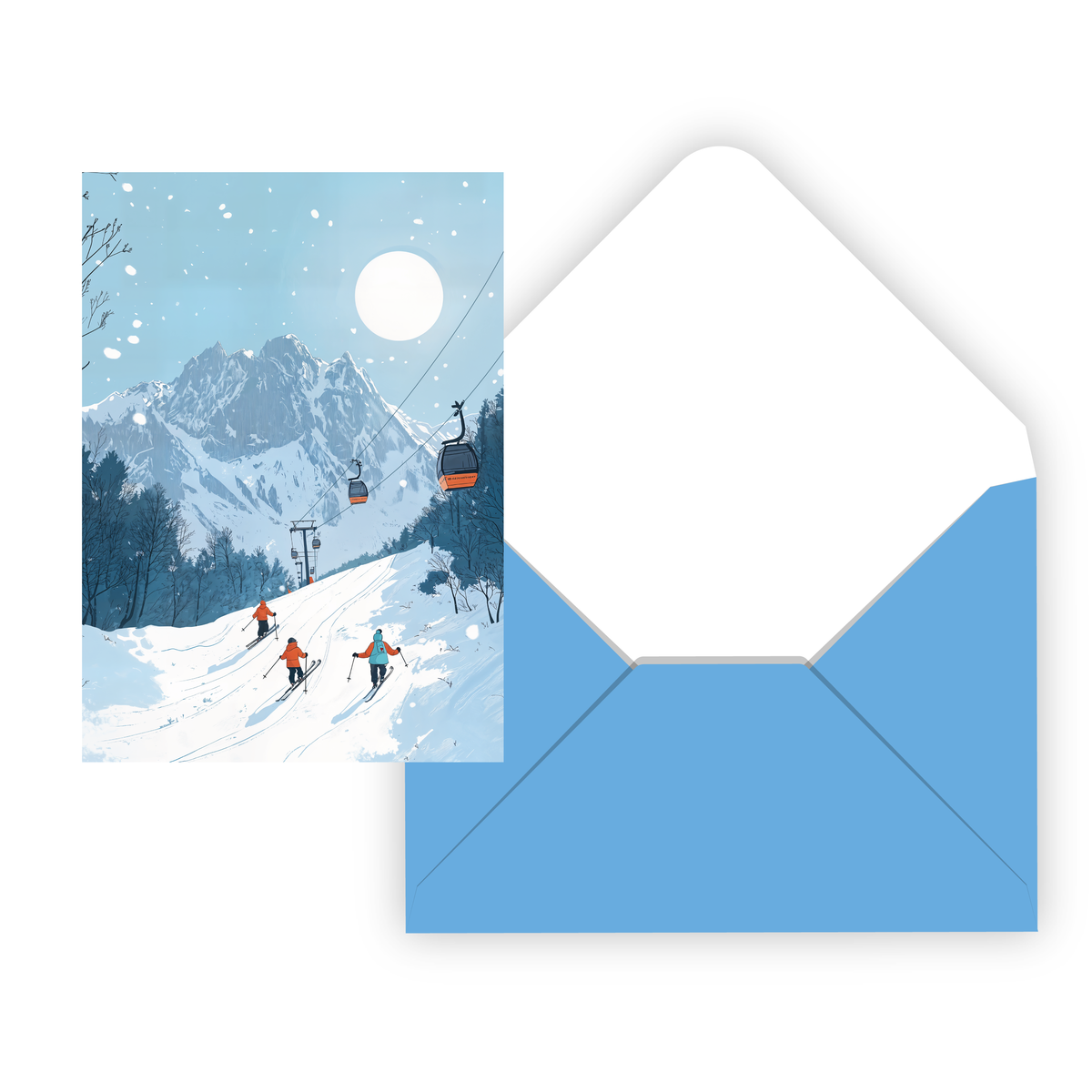 CARTE NOËL IDV./ SKI SOUS LA LUNE - PBI AUTRES