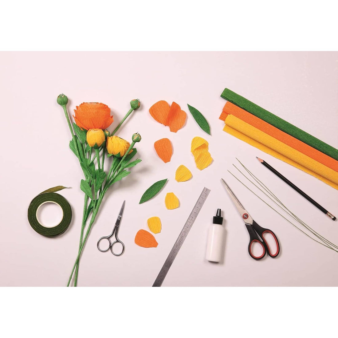 Papier Crépon:  10 rouleaux, 25x100cm, Assortiment vif CLAIREFONTAINE