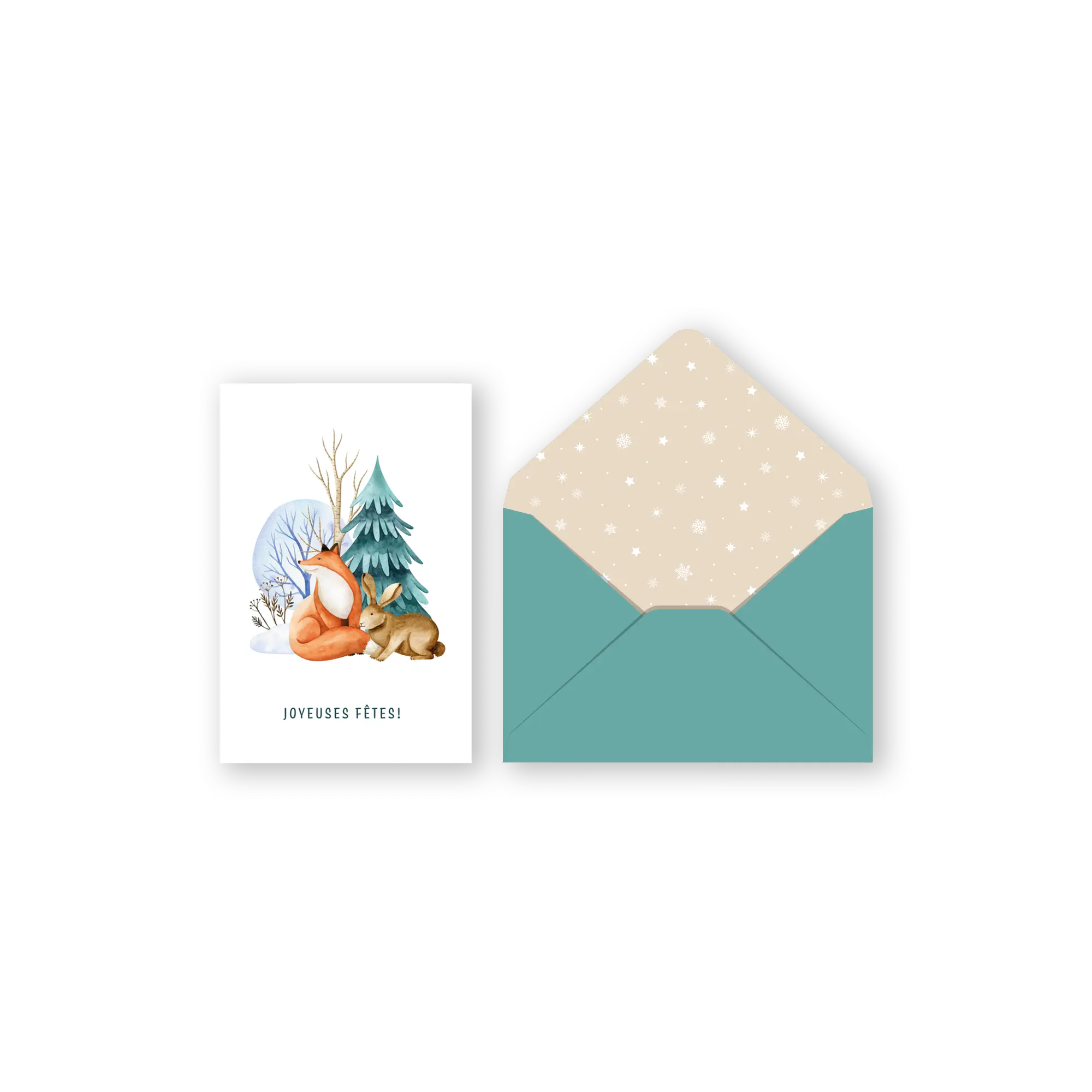 CARTE NOËL MINI IDV./ LAPIN ET RENARD PBI AUTRES