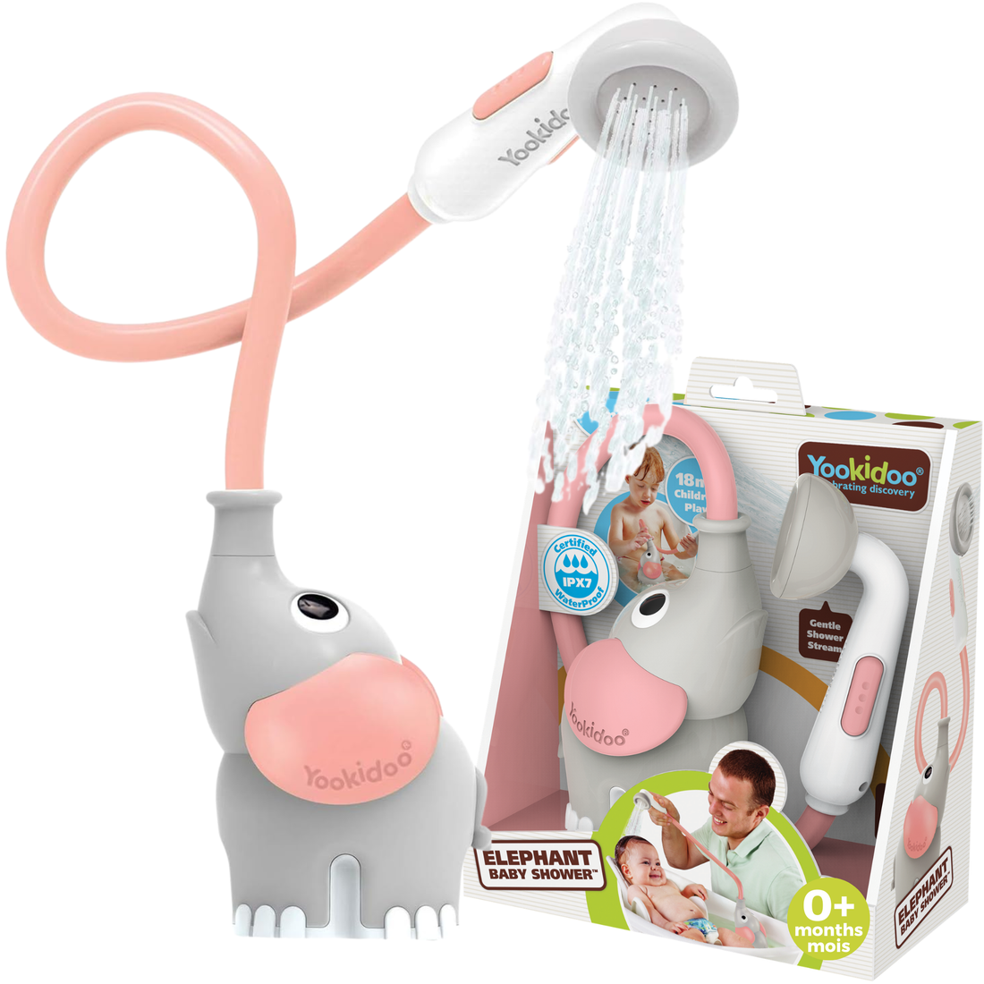 DOUCHE ÉLÉPHANT POUR BÉBÉ - ROSE