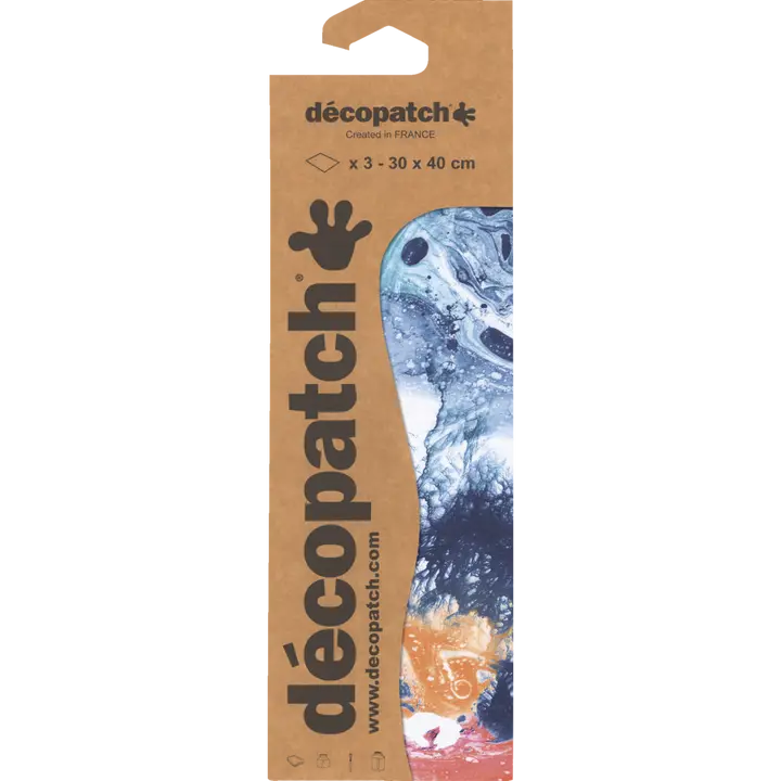 Marbre Turquoise, Marine et Orange 3 Feuilles DECOPATCH