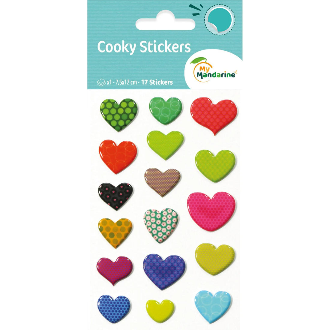 Autocollants  Cooky  Cœurs À Motifs  17 gommettes MAILDOR