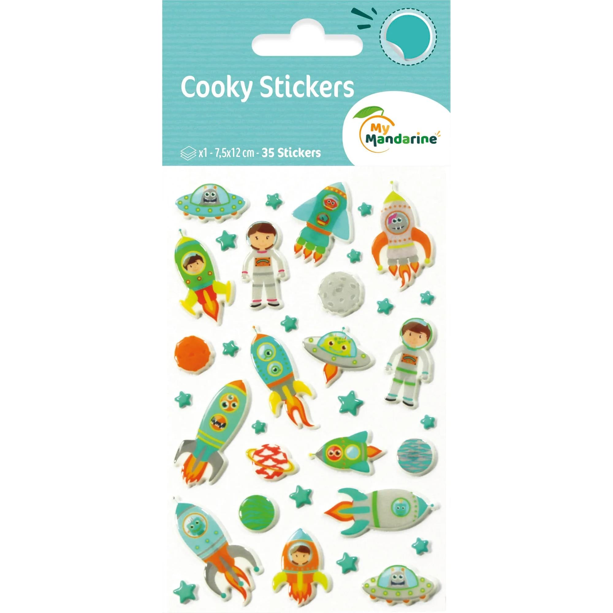 Autocollants Cooky Fusées Spatiales  35 gommettes