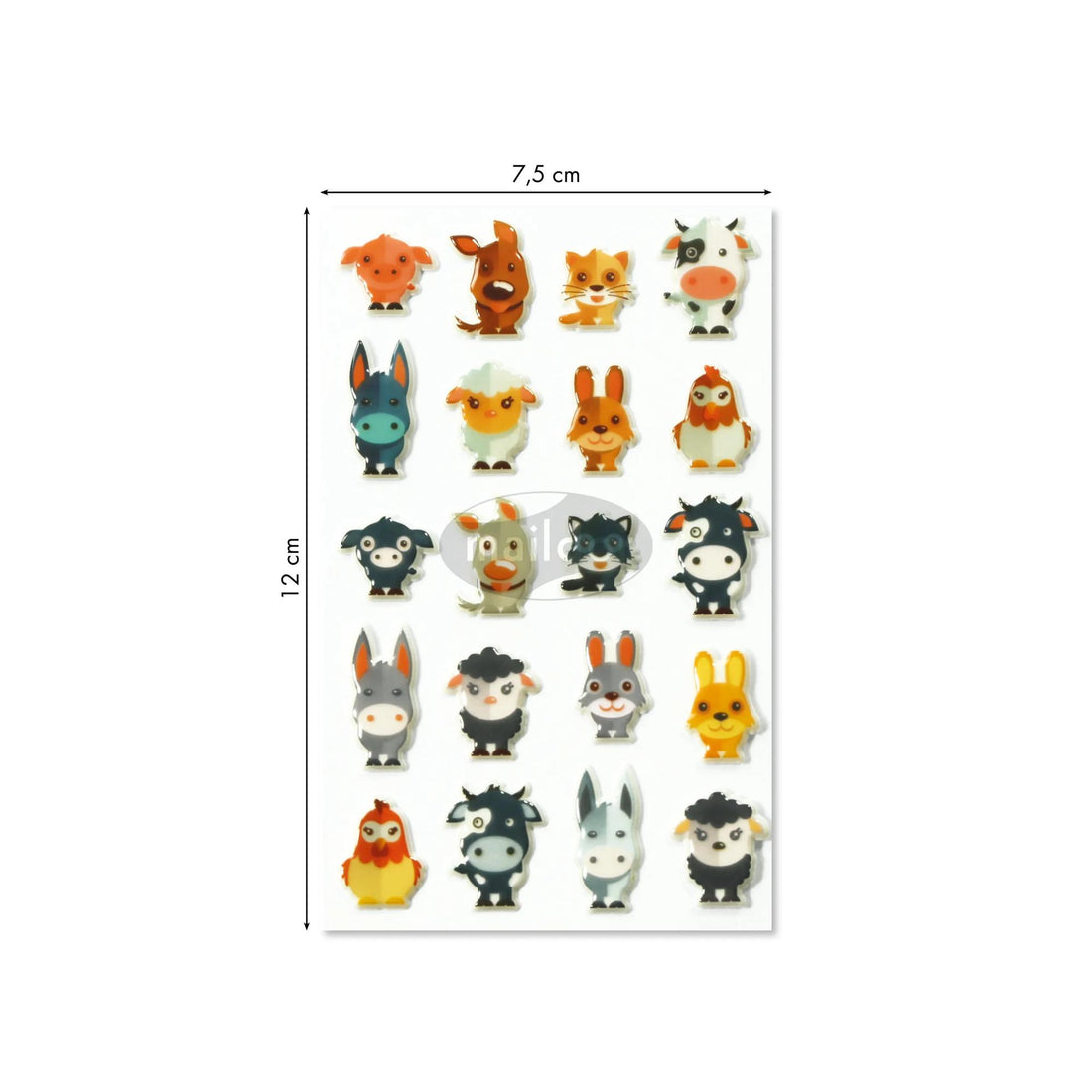 Autocollants Cooky Animaux de la ferme 20 gomettes