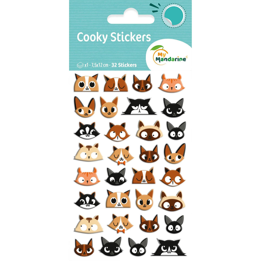 Autocollants Cooky Têtes De Chats 32 gommettes