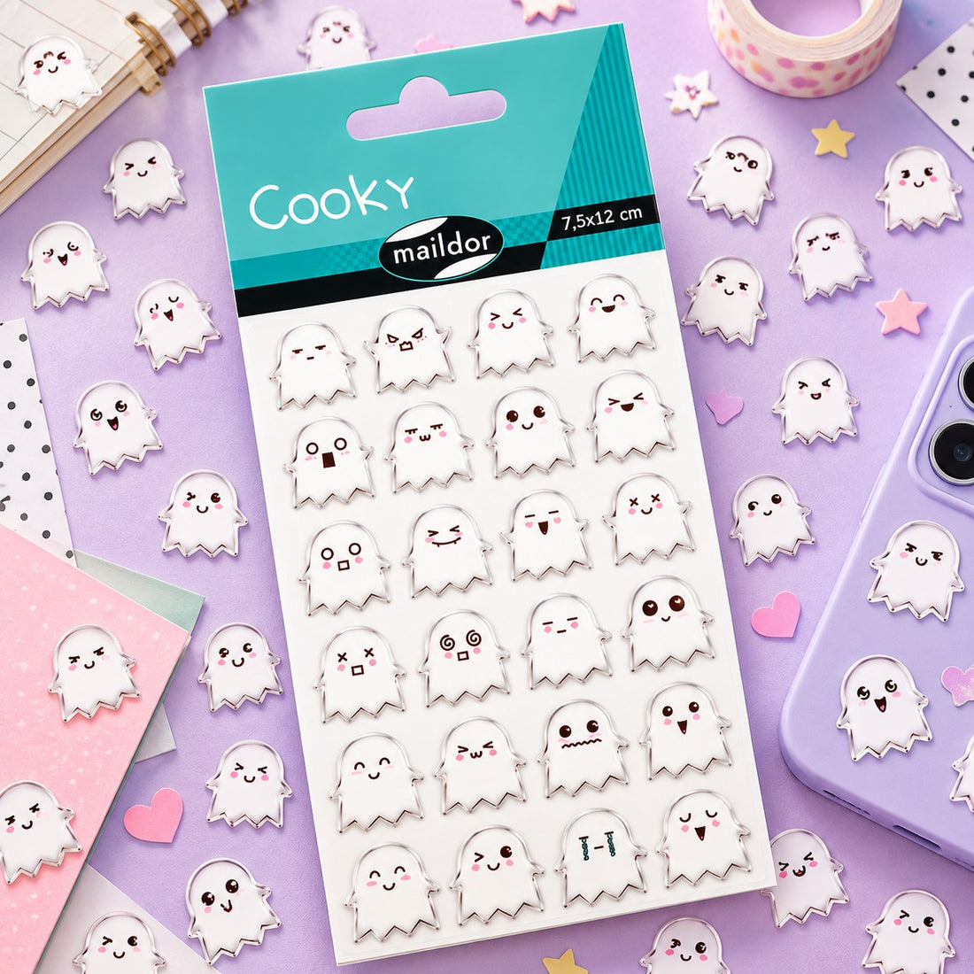 Autocollants Cooky Fantômes 24 gomettes - MAILDOR