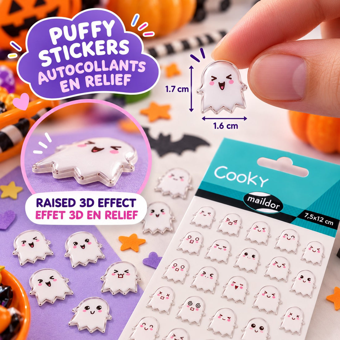 Autocollants Cooky Fantômes 24 gomettes - MAILDOR