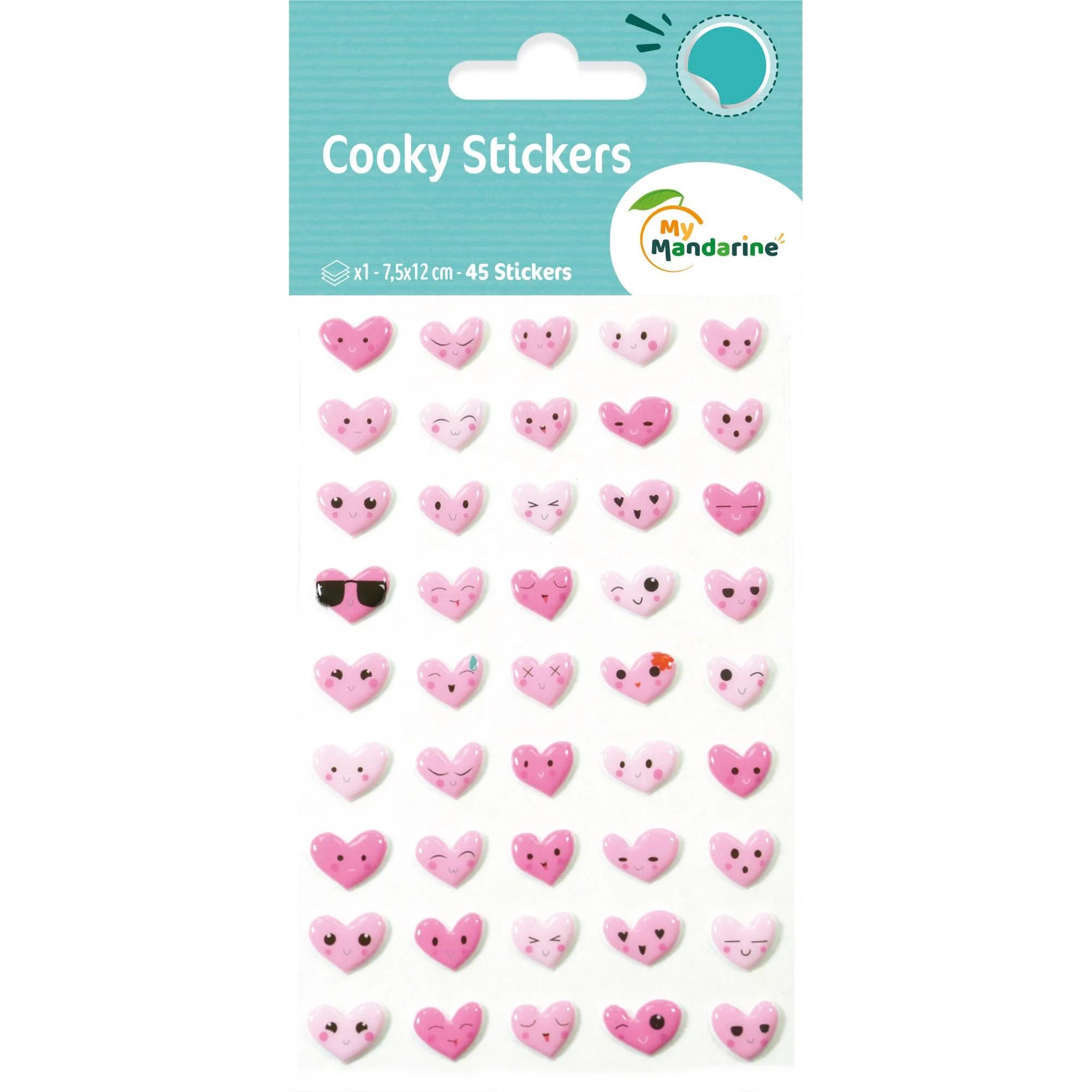 Autocollants Cooky Emoticones Coeurs 45 gommettes