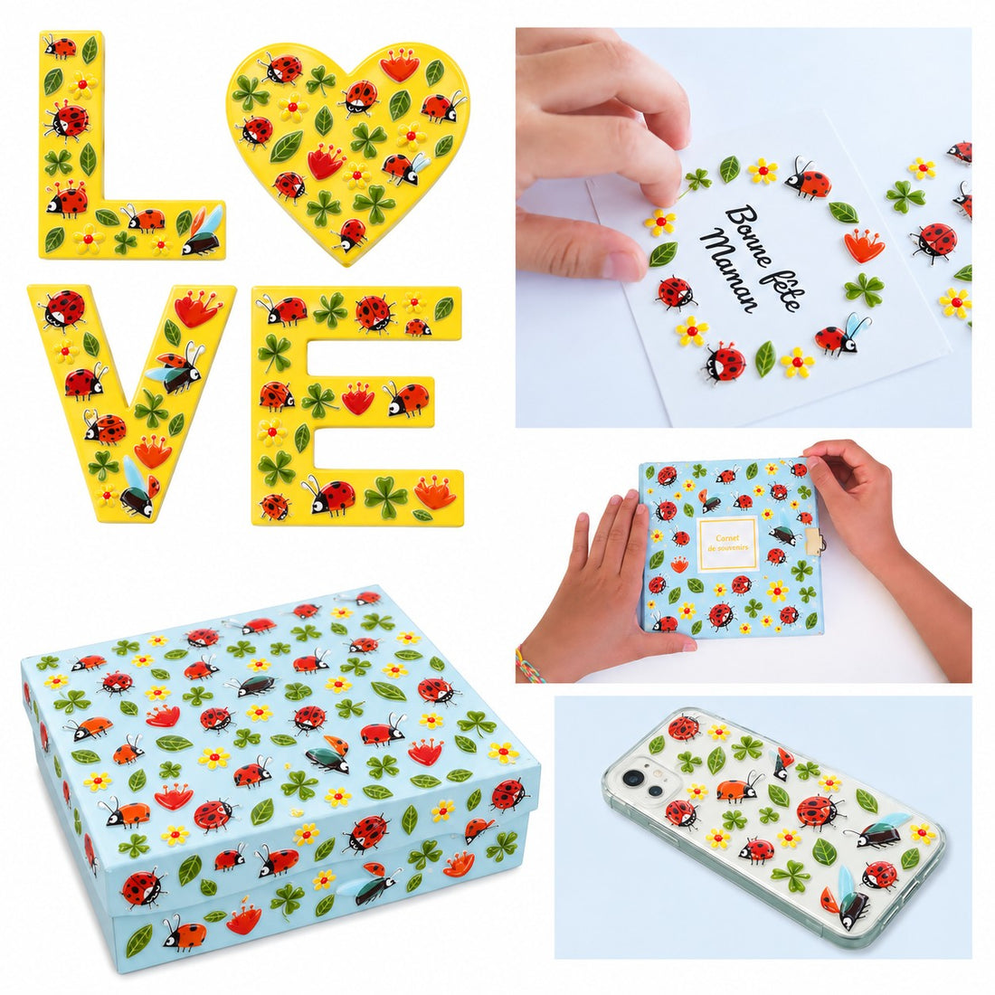 Autocollants Cooky Trèfles & Coccinelles 40 gomettes - MAILDOR