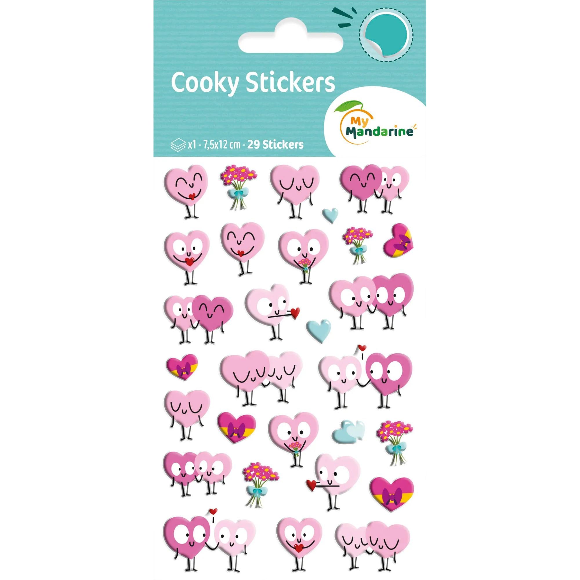 Cooky Stickers Pink Hearts 29 Stickers