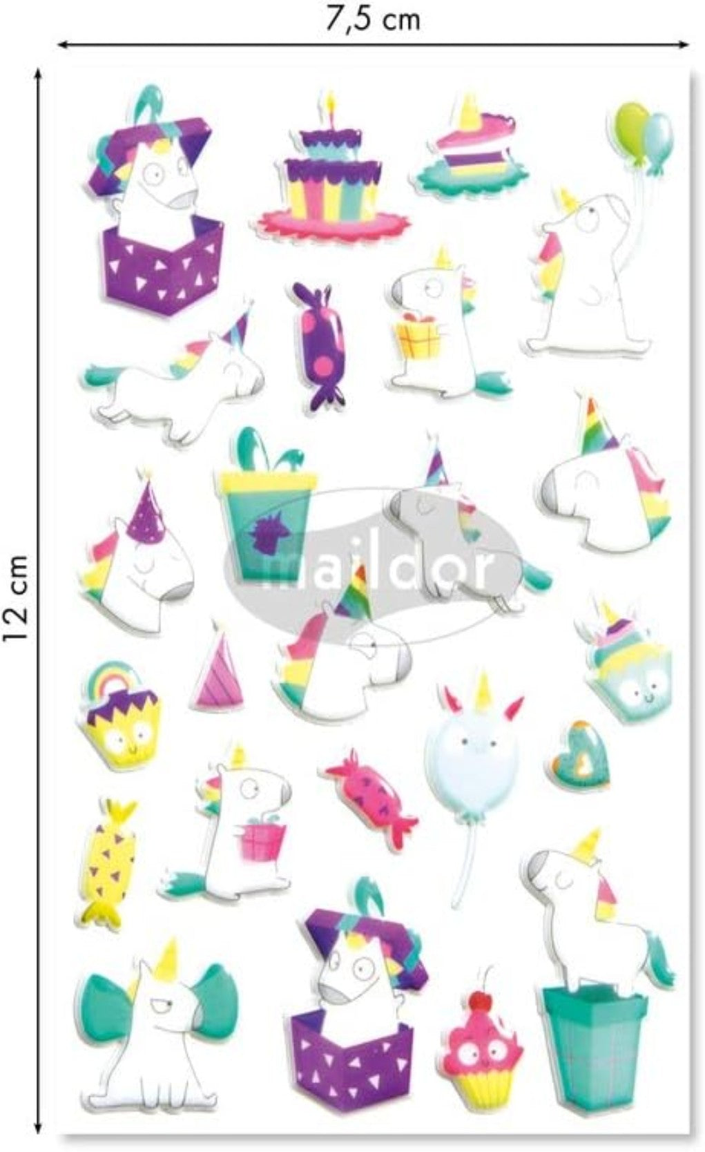 Autocollants  Cooky Licorne Anniversaire MAILDOR
