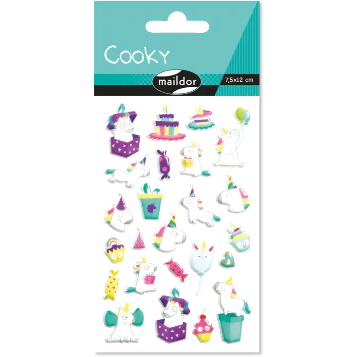 Autocollants  Cooky Licorne Anniversaire MAILDOR