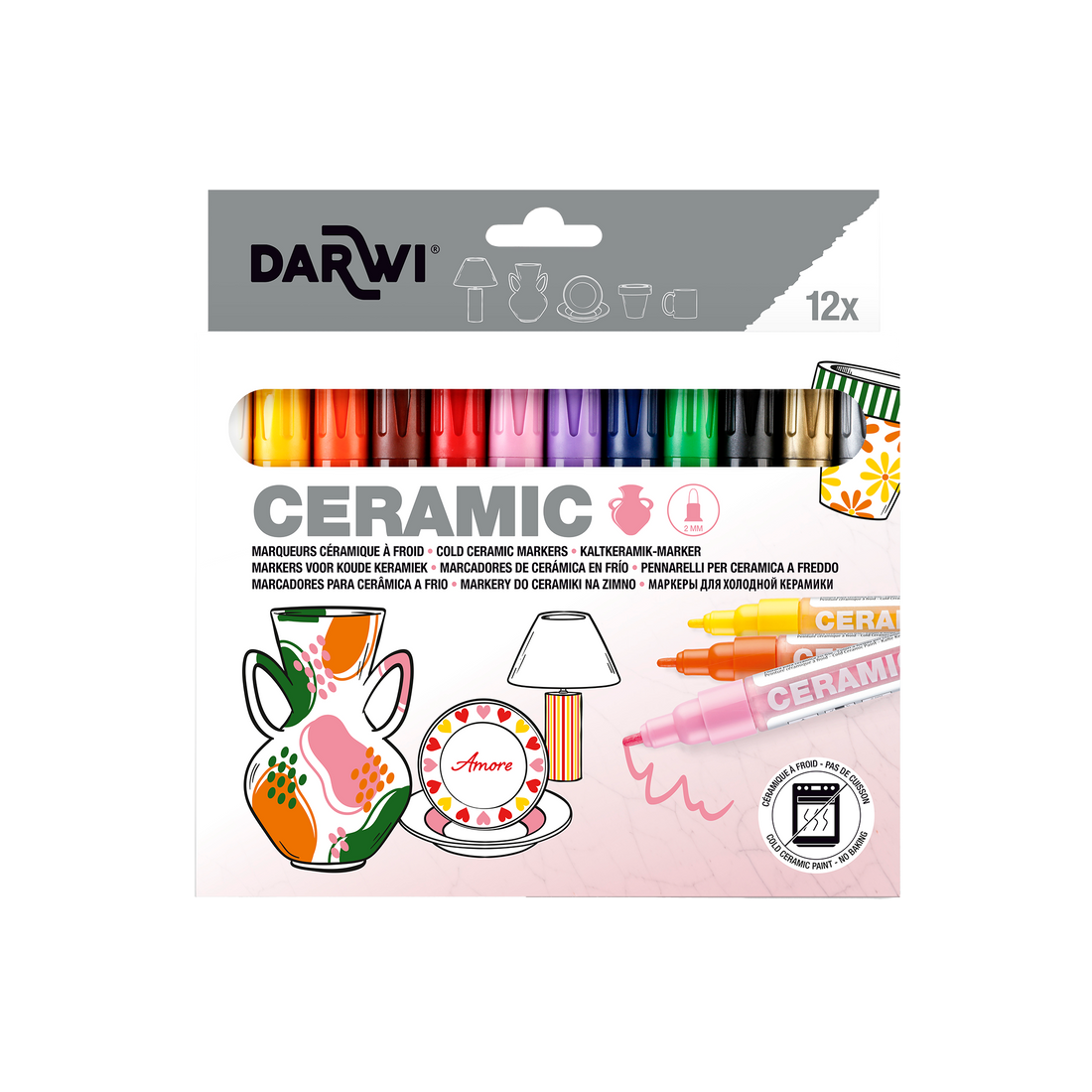 darwi ceramic marqueur pointe 2 mm – set 12 x 6 ml DARWI