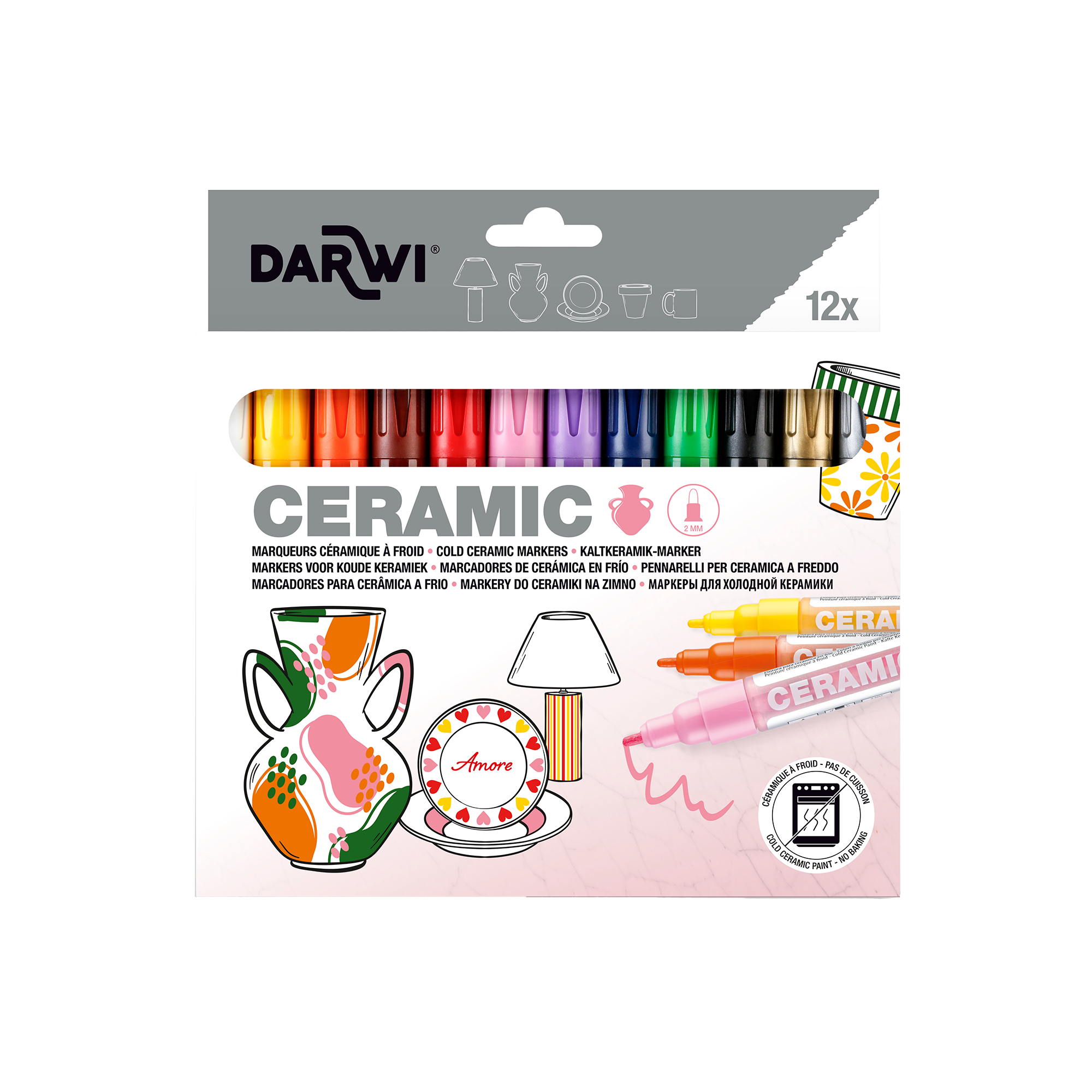 darwi ceramic marqueur pointe 2 mm – set 12 x 6 ml DARWI