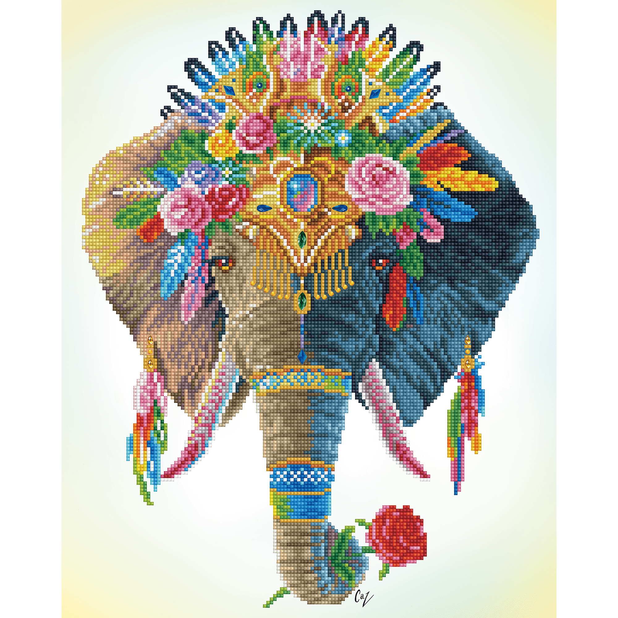 ÉLÉPHANT BOHÈME (16.14" x 20.08" - 41cm x 51cm) DIAMOND DOTZ