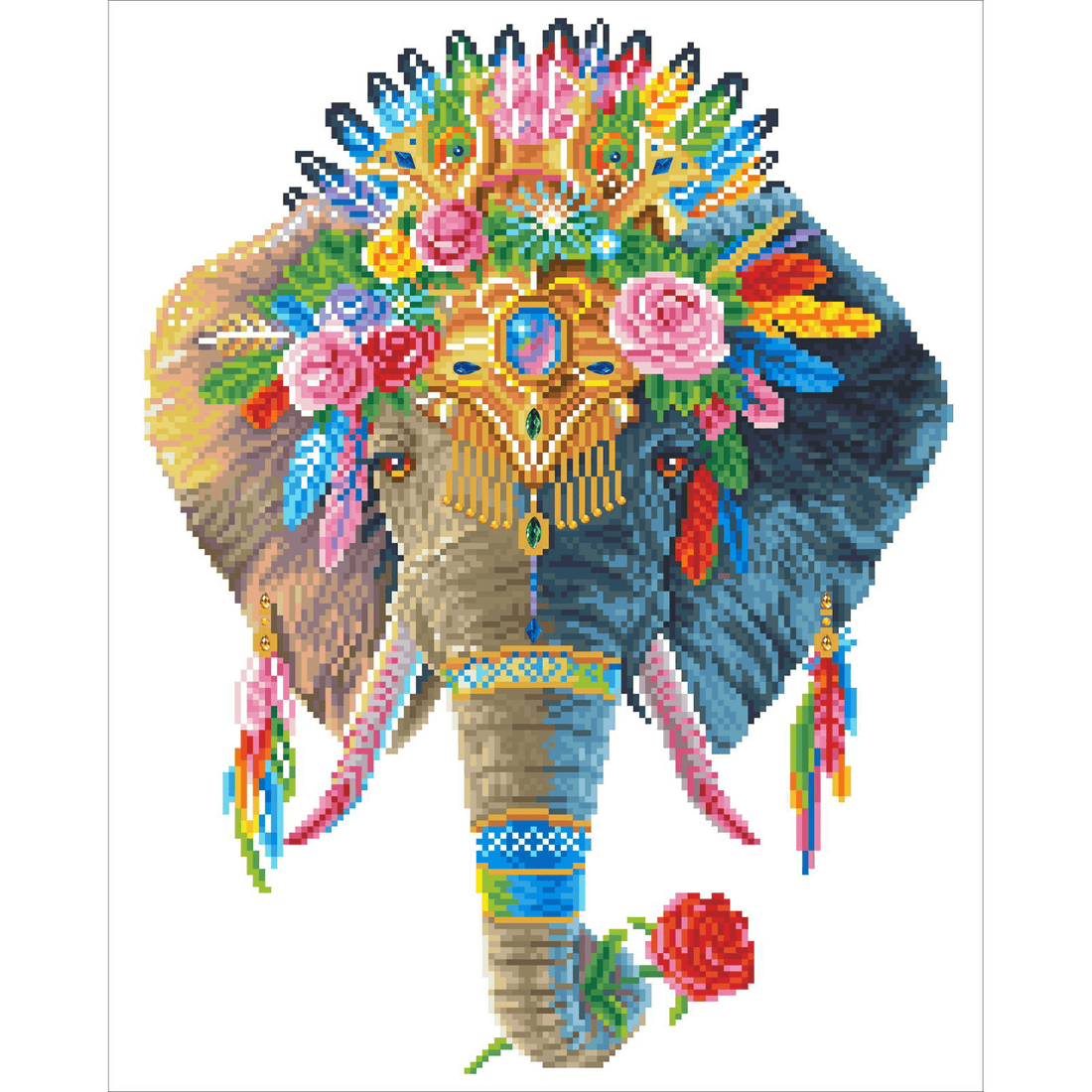 ÉLÉPHANT BOHÈME (16.14" x 20.08" - 41cm x 51cm) DIAMOND DOTZ