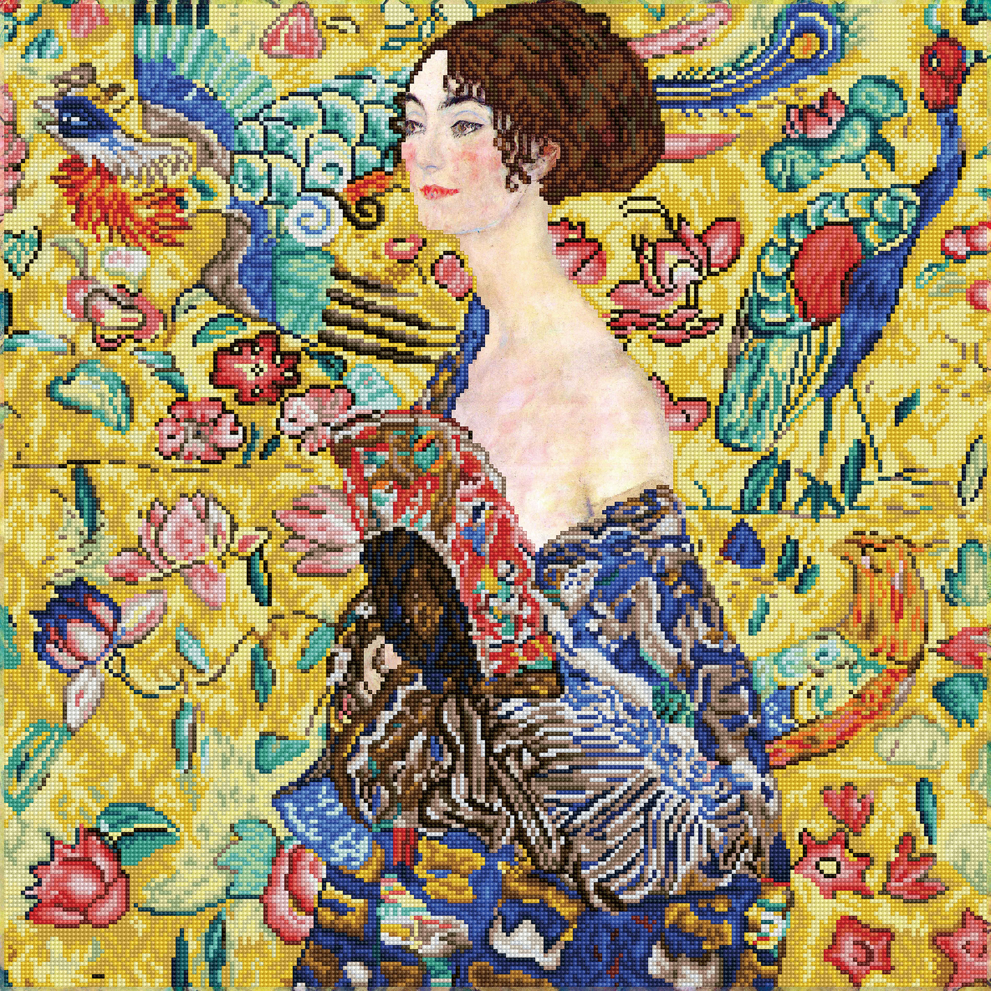 Dame à léventail (Klimt) 75X75 DIAMOND DOTZ