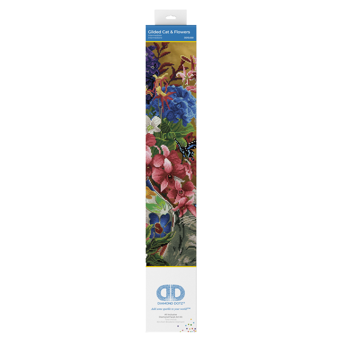 Chat & Fleurs dorés 60X80 DIAMOND DOTZ