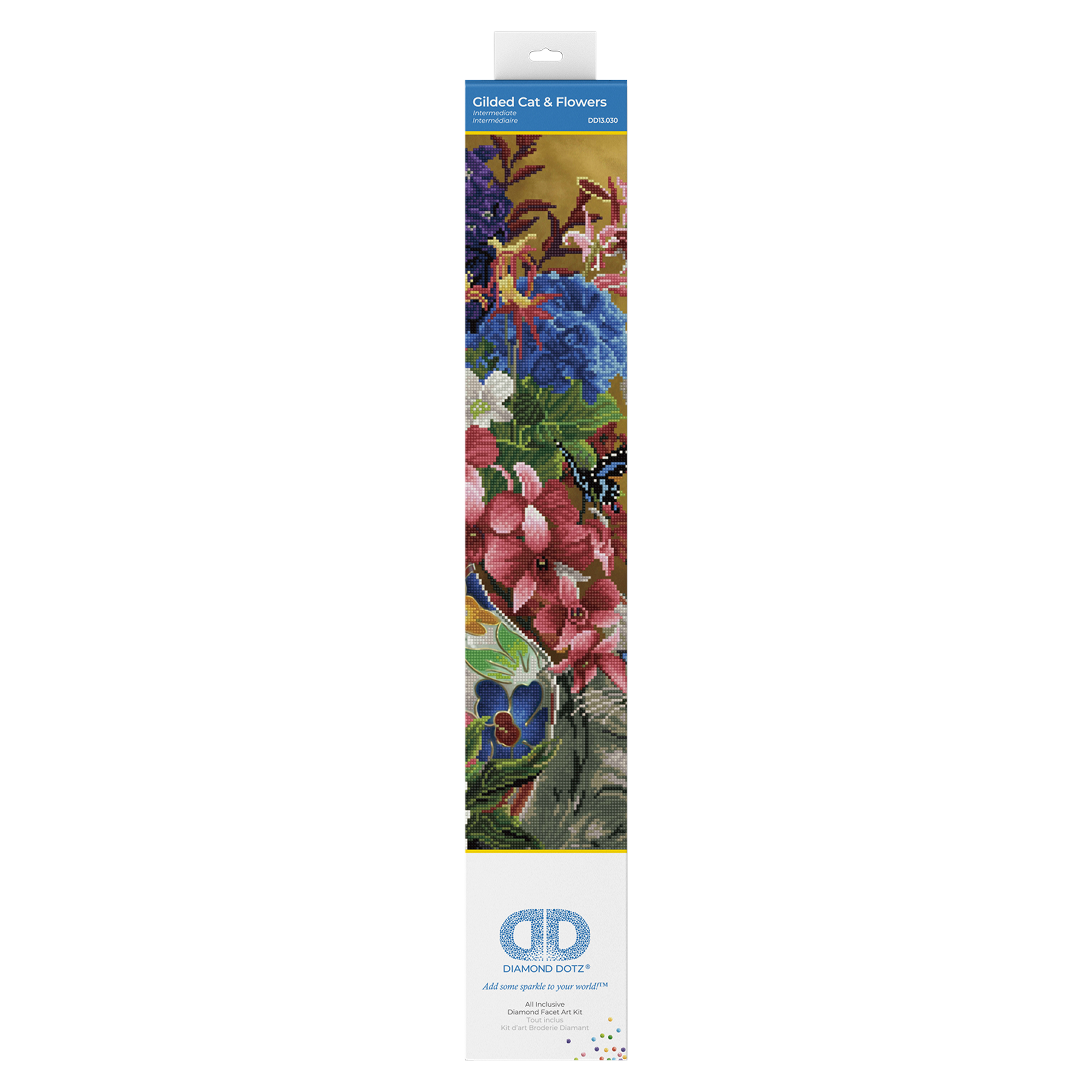 Chat & Fleurs dorés 60X80 DIAMOND DOTZ