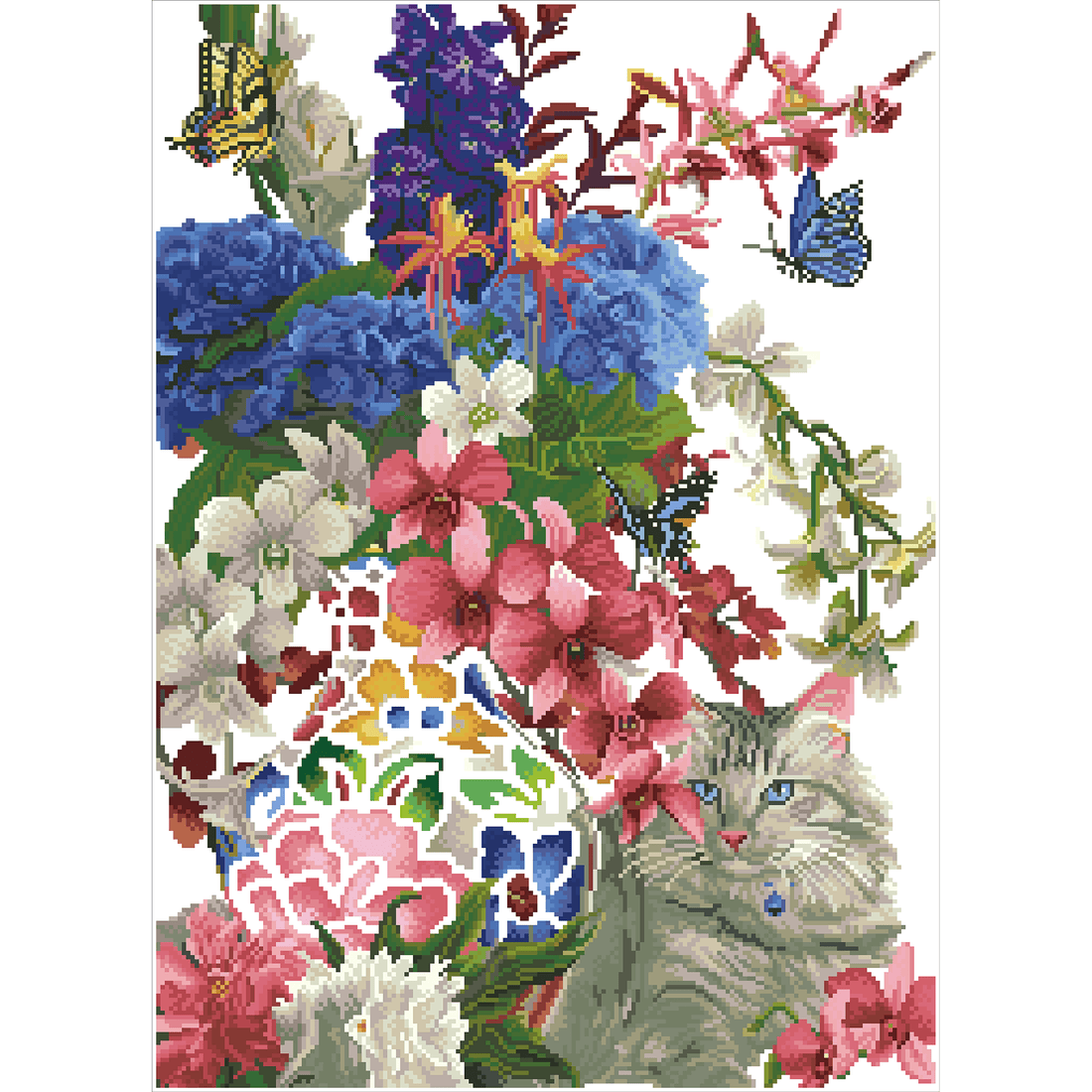 Chat & Fleurs dorés 60X80 DIAMOND DOTZ