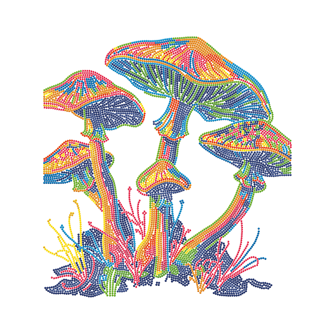 CHAMPIGNONS NÉON (17.1" x 21.1" - 43,5cm x 53,7cm) DIAMOND DOTZ