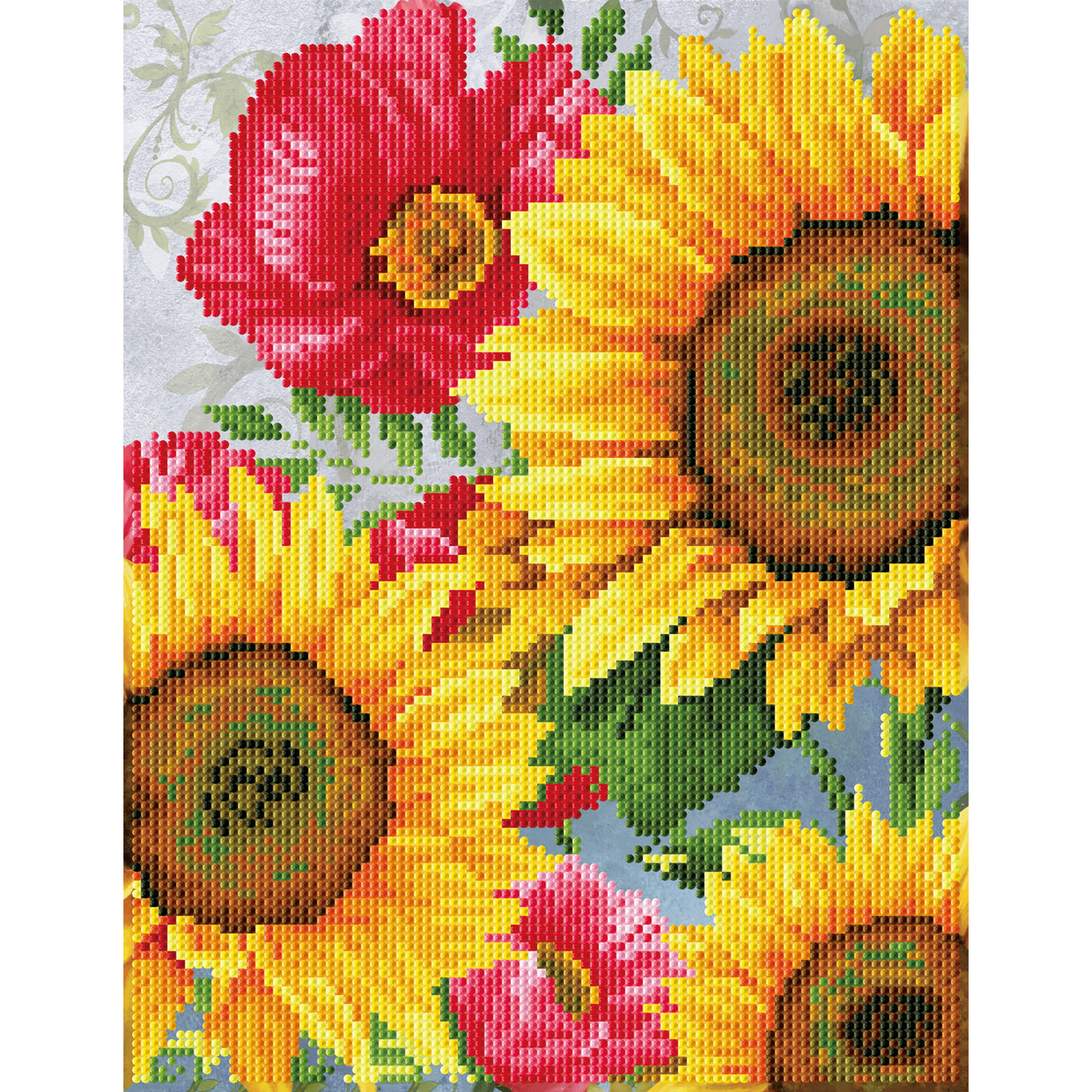 COQUELICOTS ET TOURNESOLS (13.6" x 10.5" - 35cm x 27cm) DIAMOND DOTZ
